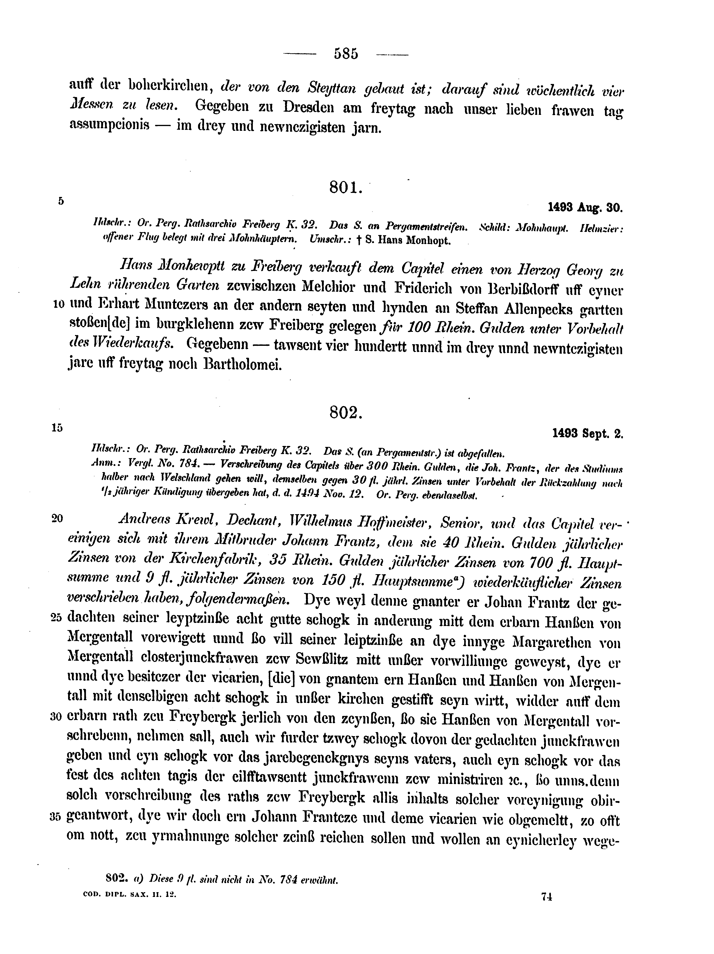 Historische Urkunde Seite 585 aus Band cds2_12