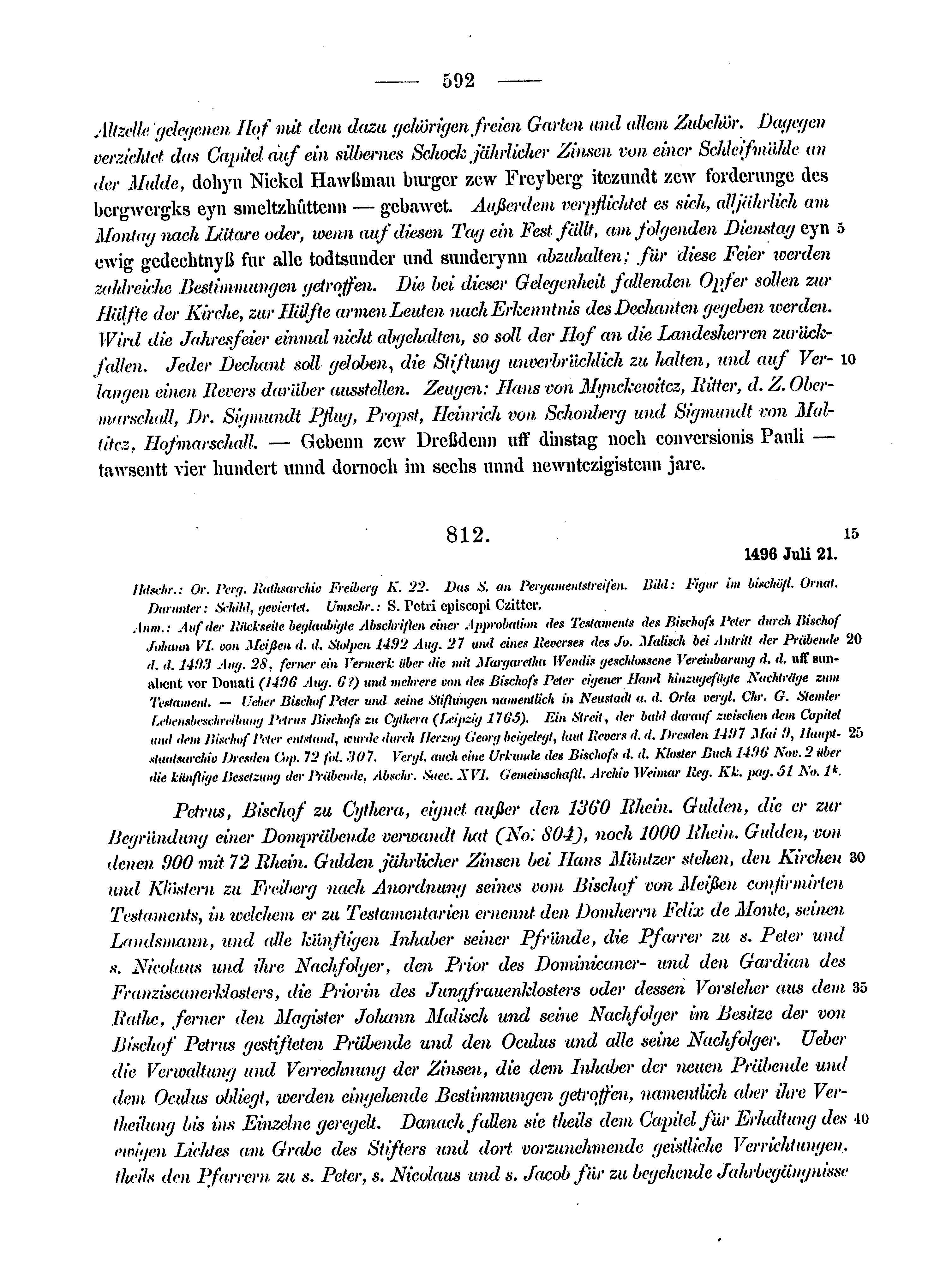 Historische Urkunde Seite 592 aus Band cds2_12