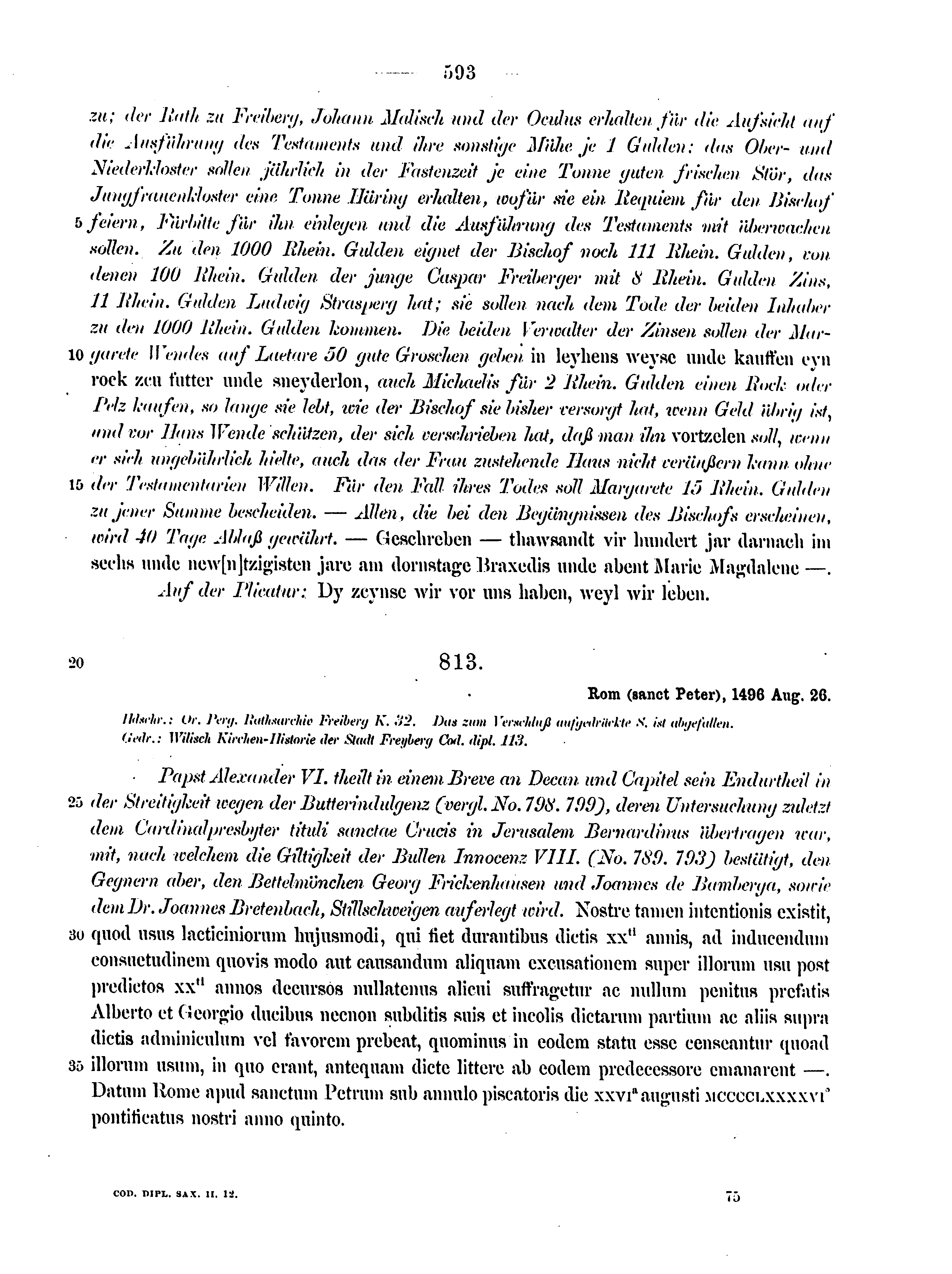 Historische Urkunde Seite 593 aus Band cds2_12