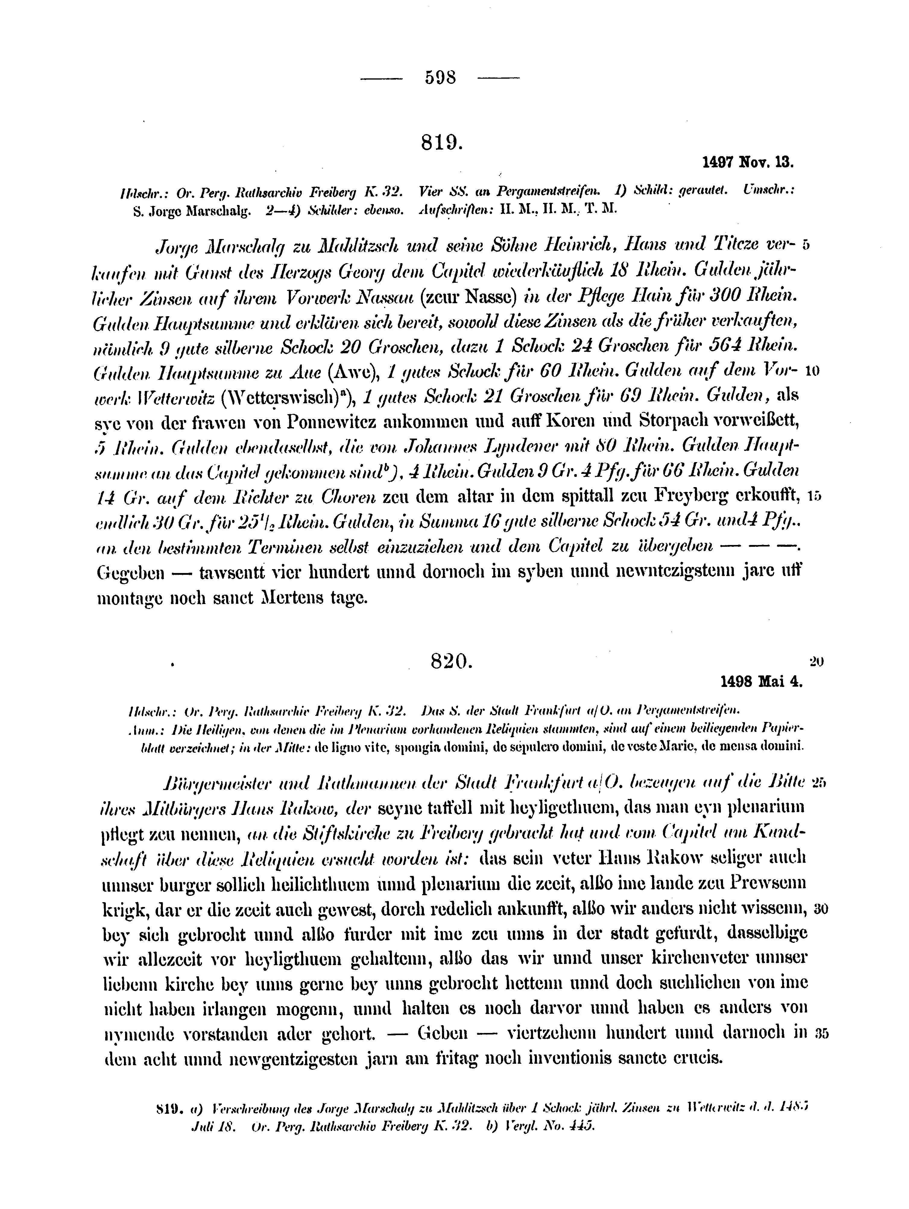 Historische Urkunde Seite 598 aus Band cds2_12