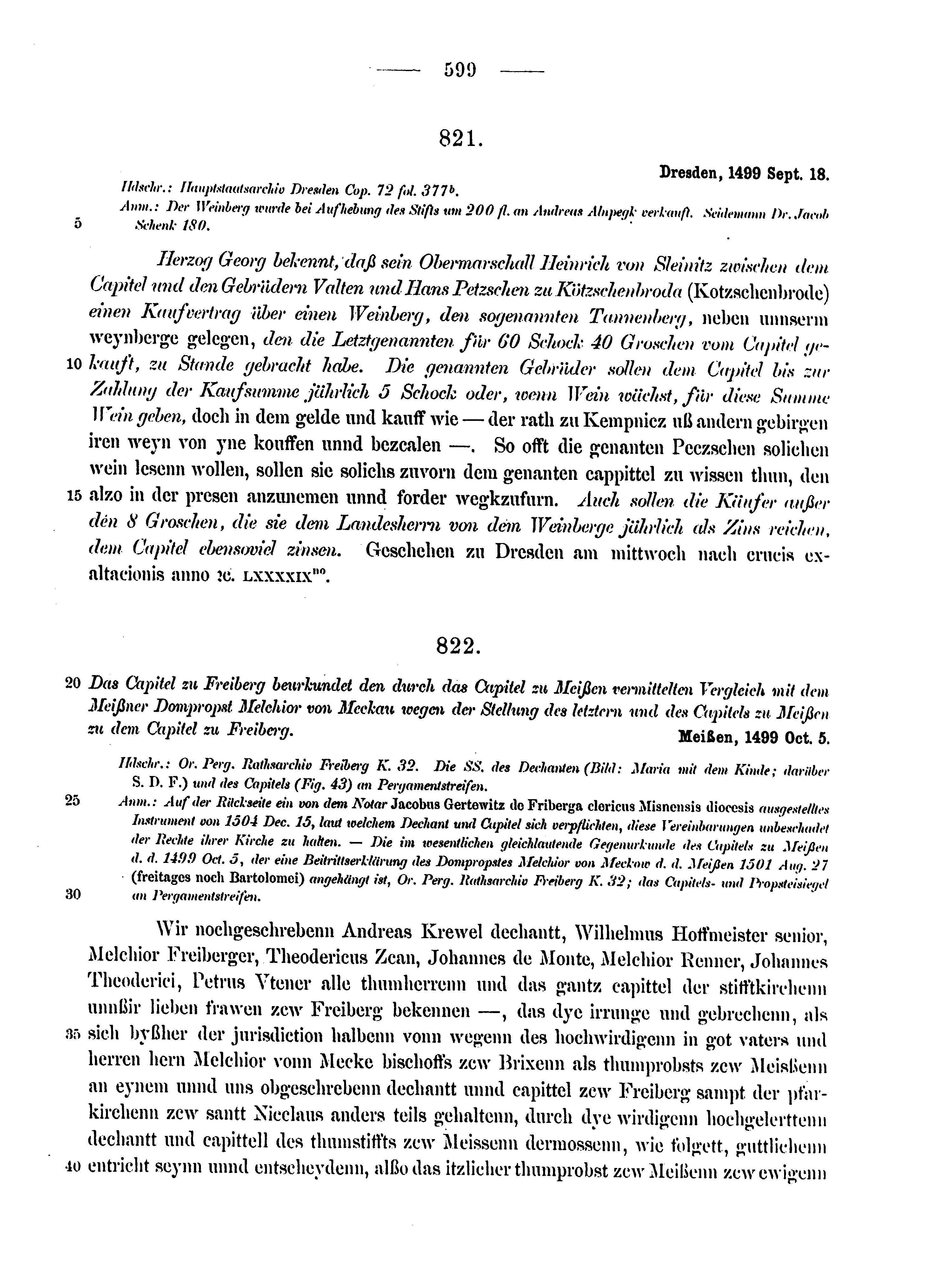 Historische Urkunde Seite 599 aus Band cds2_12