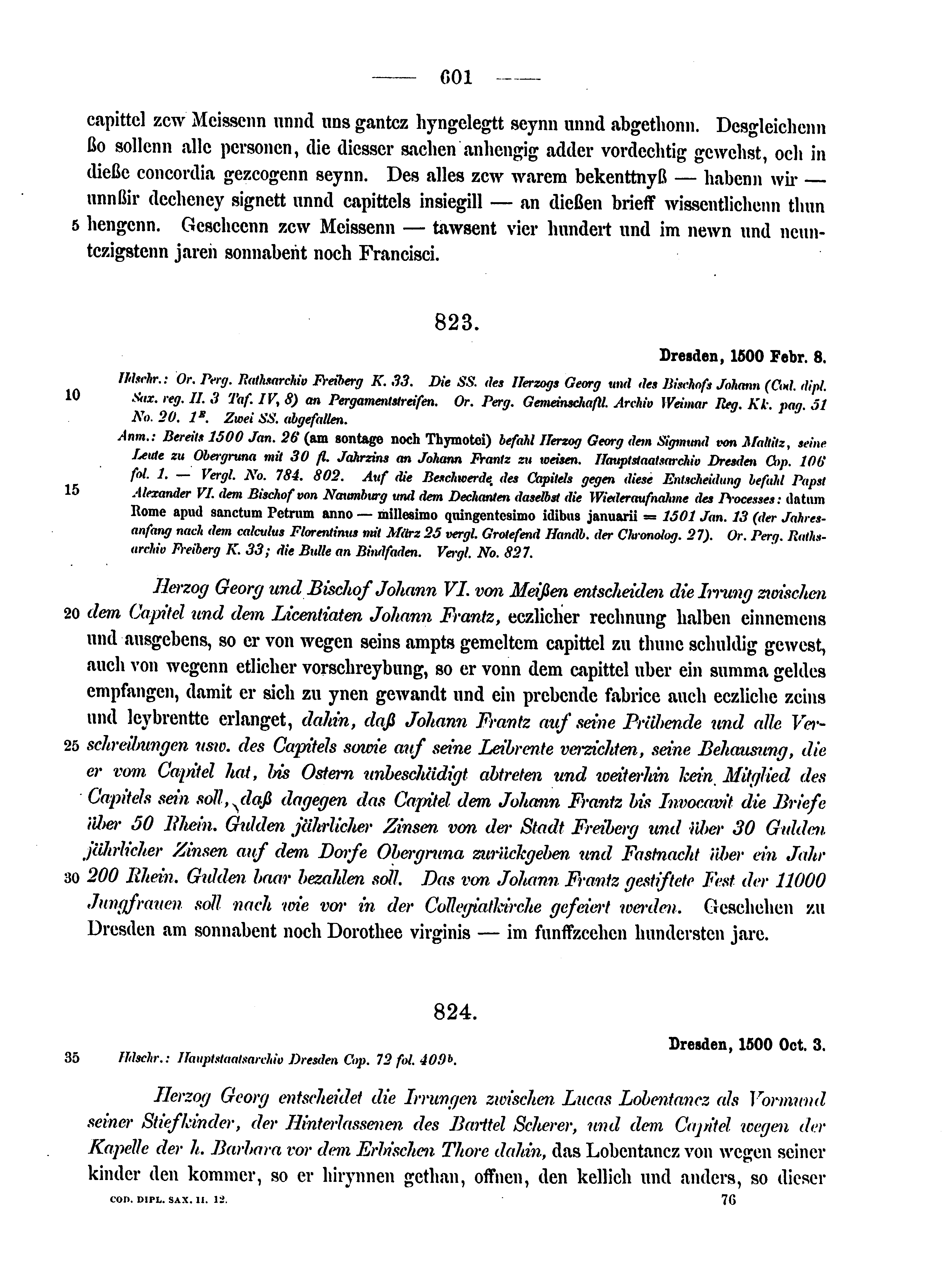 Historische Urkunde Seite 601 aus Band cds2_12