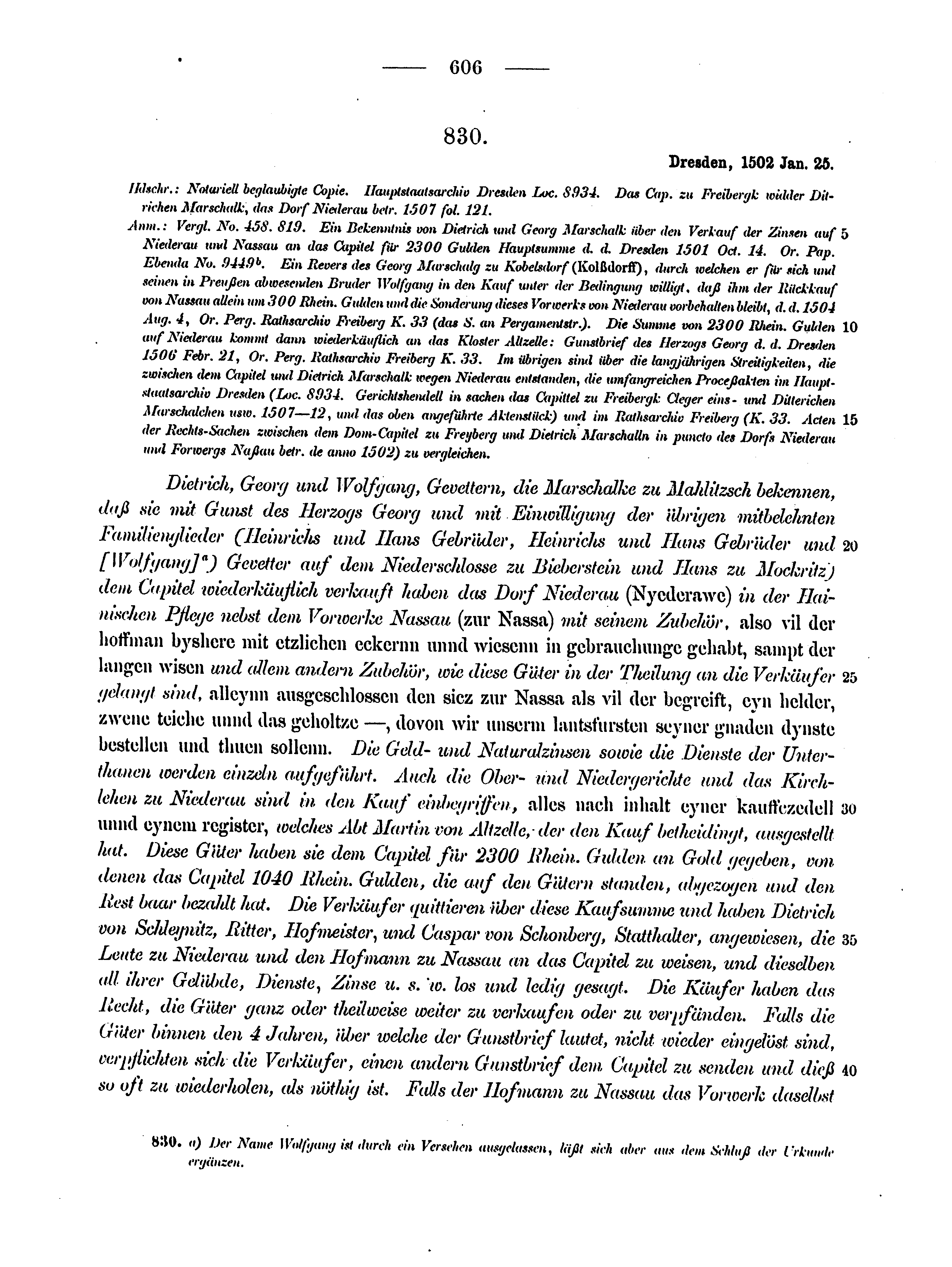Historische Urkunde Seite 606 aus Band cds2_12