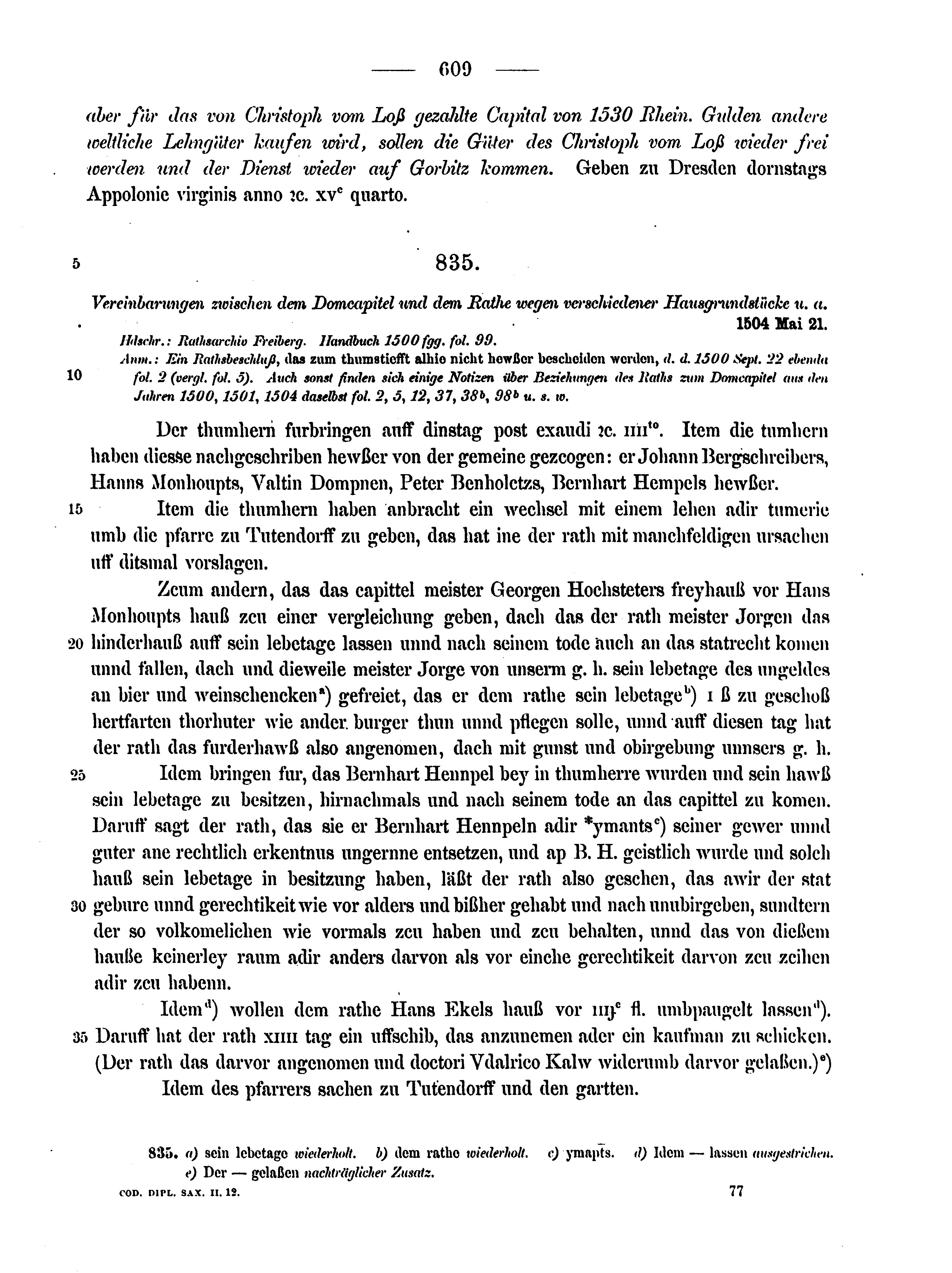 Historische Urkunde Seite 609 aus Band cds2_12