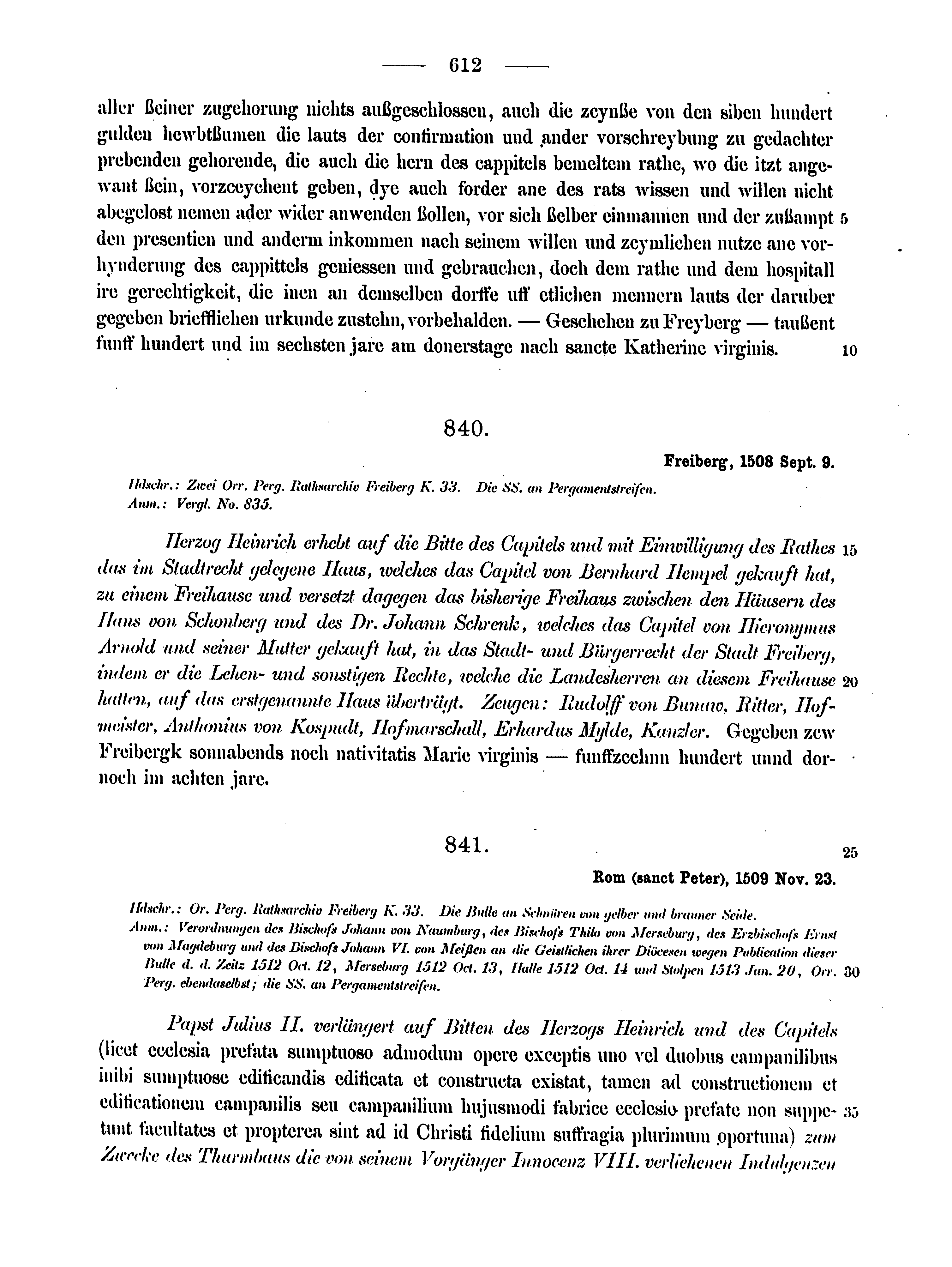 Historische Urkunde Seite 612 aus Band cds2_12