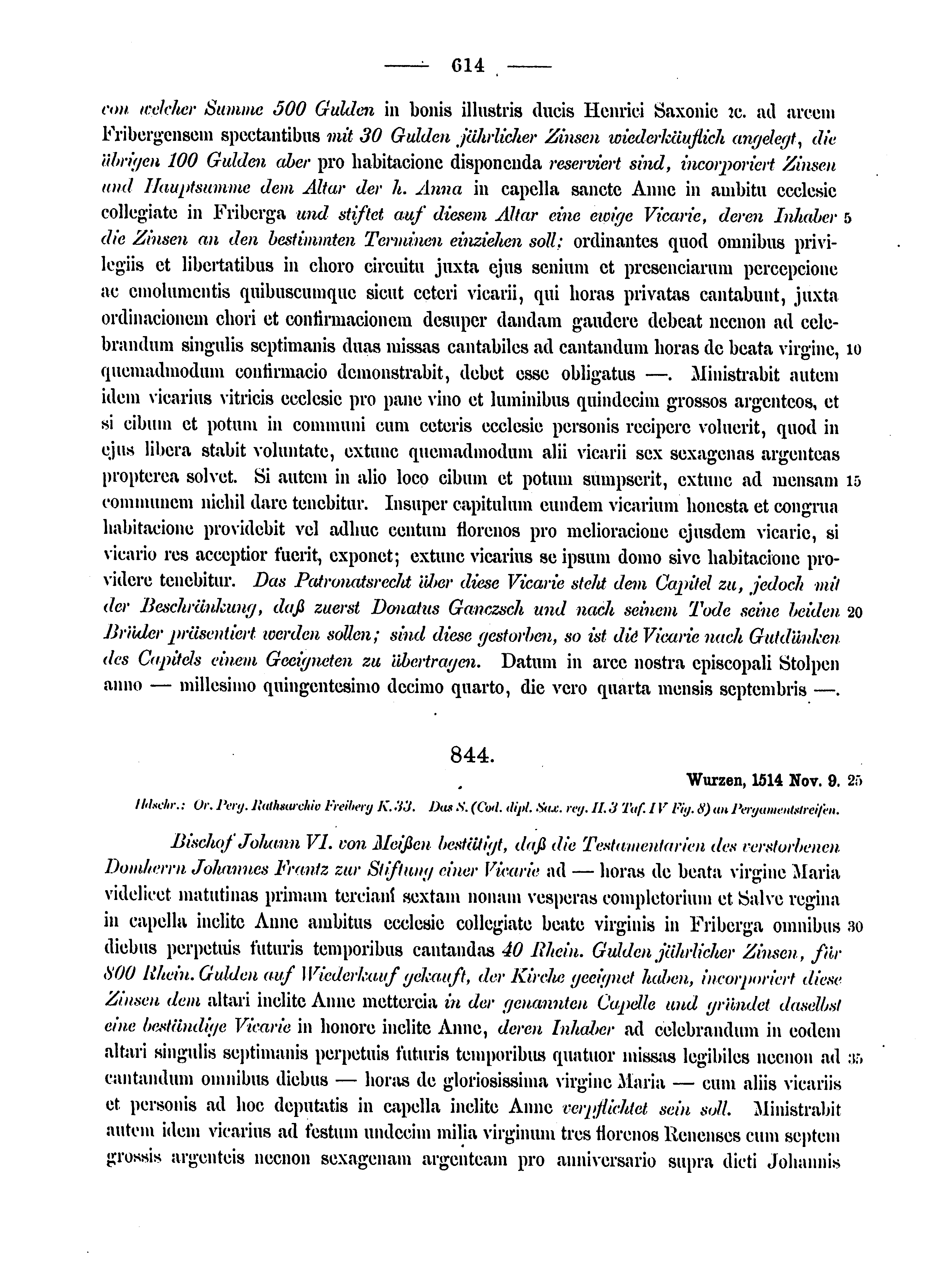 Historische Urkunde Seite 614 aus Band cds2_12