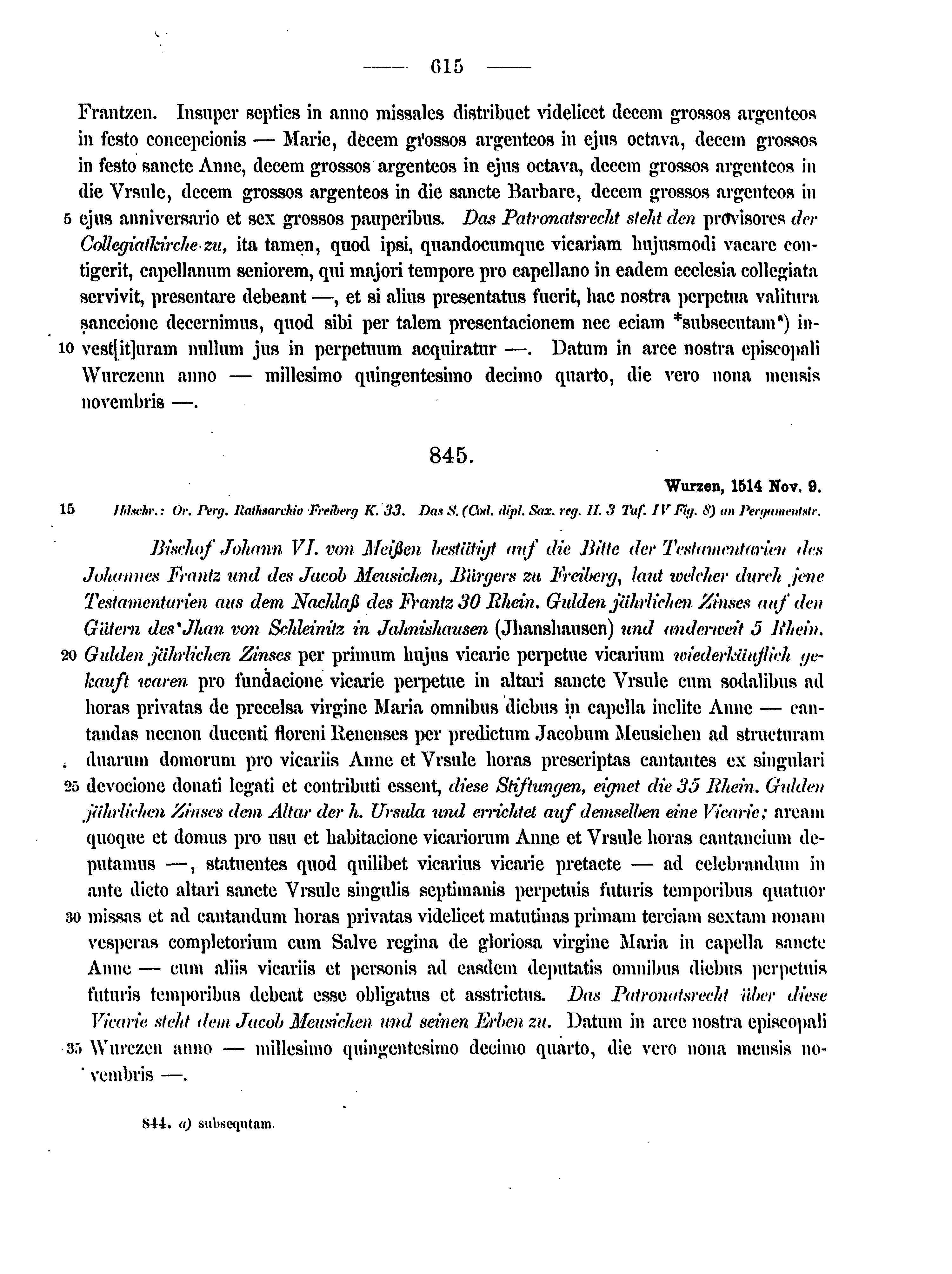 Historische Urkunde Seite 615 aus Band cds2_12