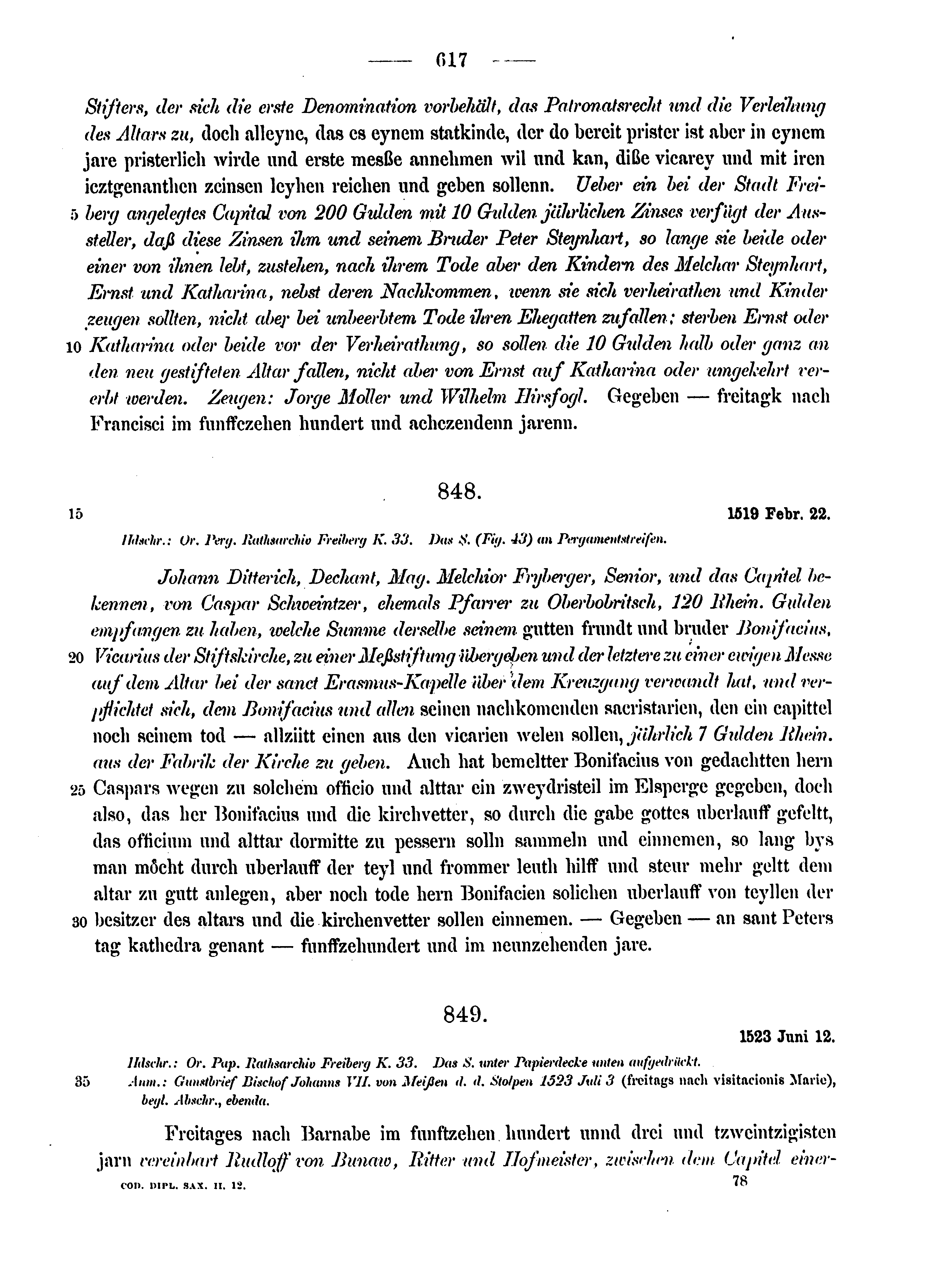 Historische Urkunde Seite 617 aus Band cds2_12