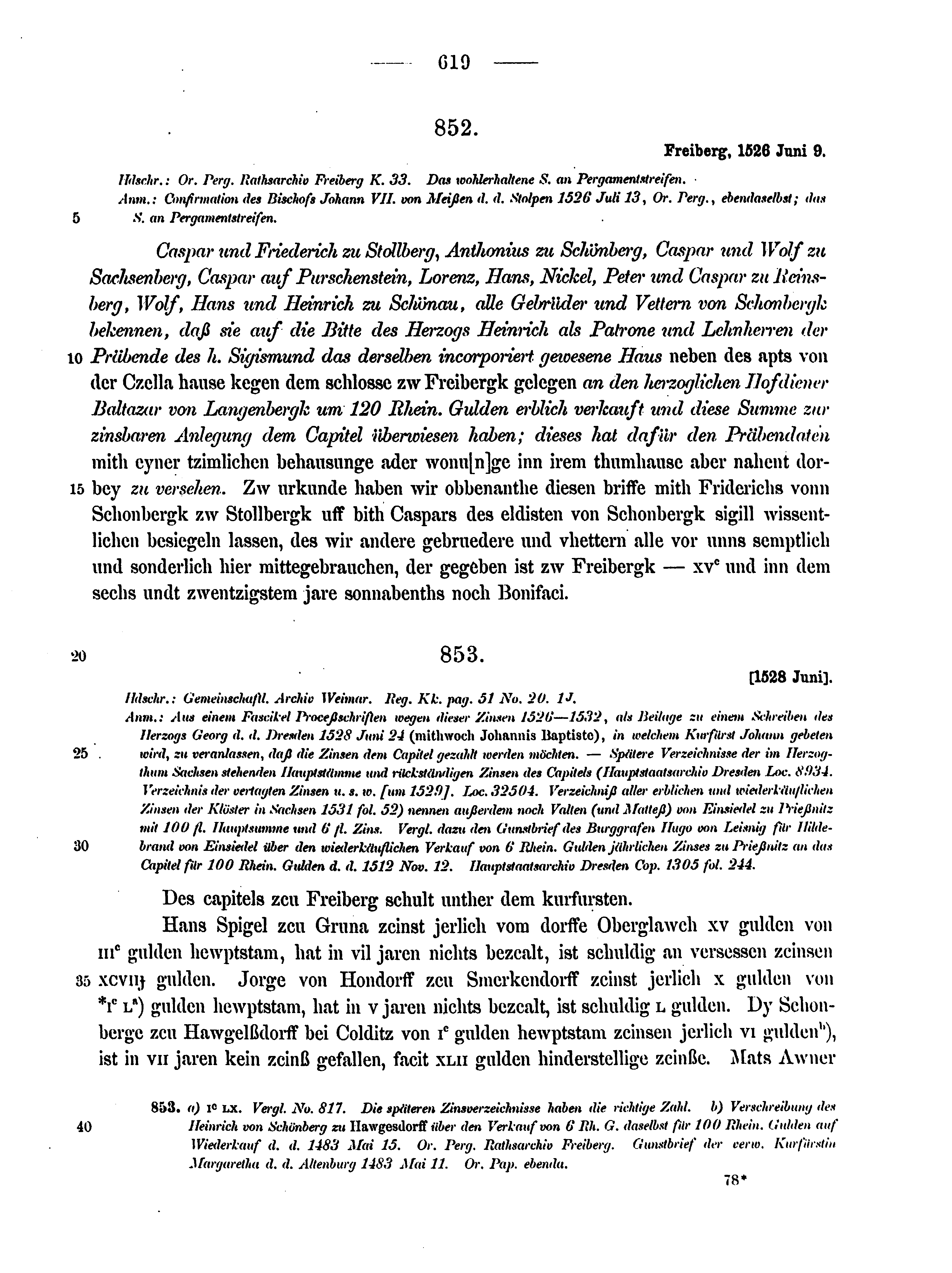 Historische Urkunde Seite 619 aus Band cds2_12