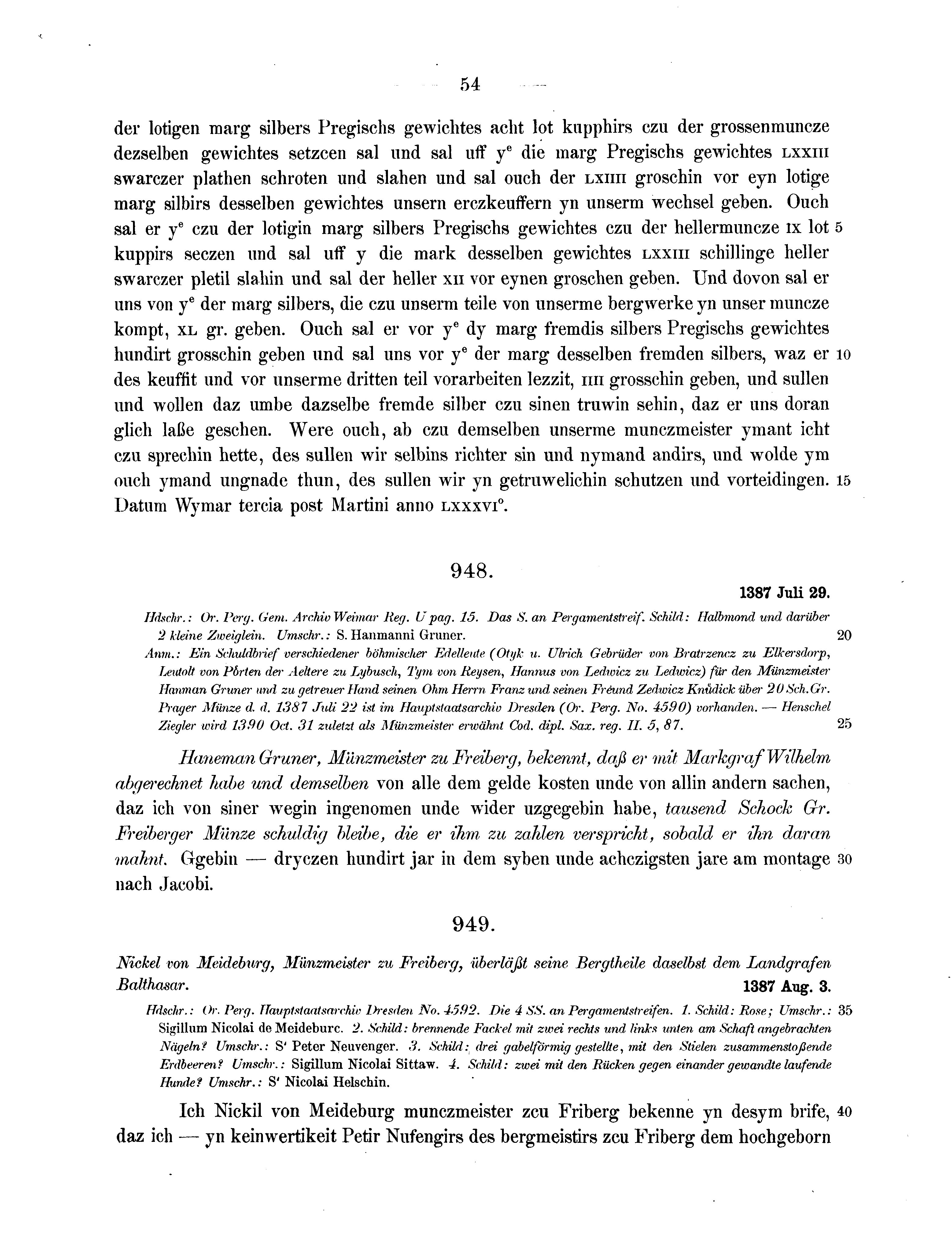 Historische Urkunde Seite 54 aus Band cds2_13