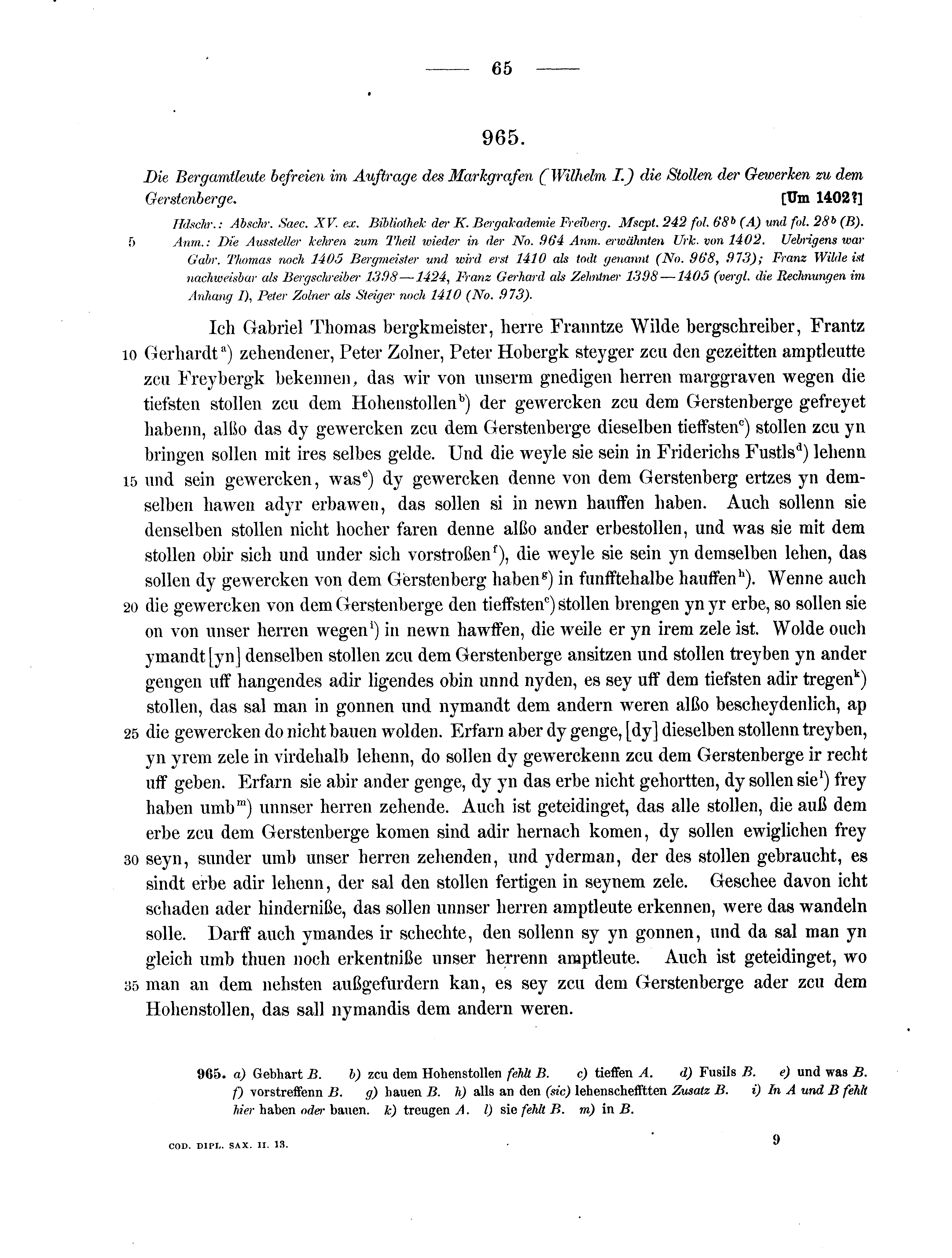 Historische Urkunde Seite 65 aus Band cds2_13