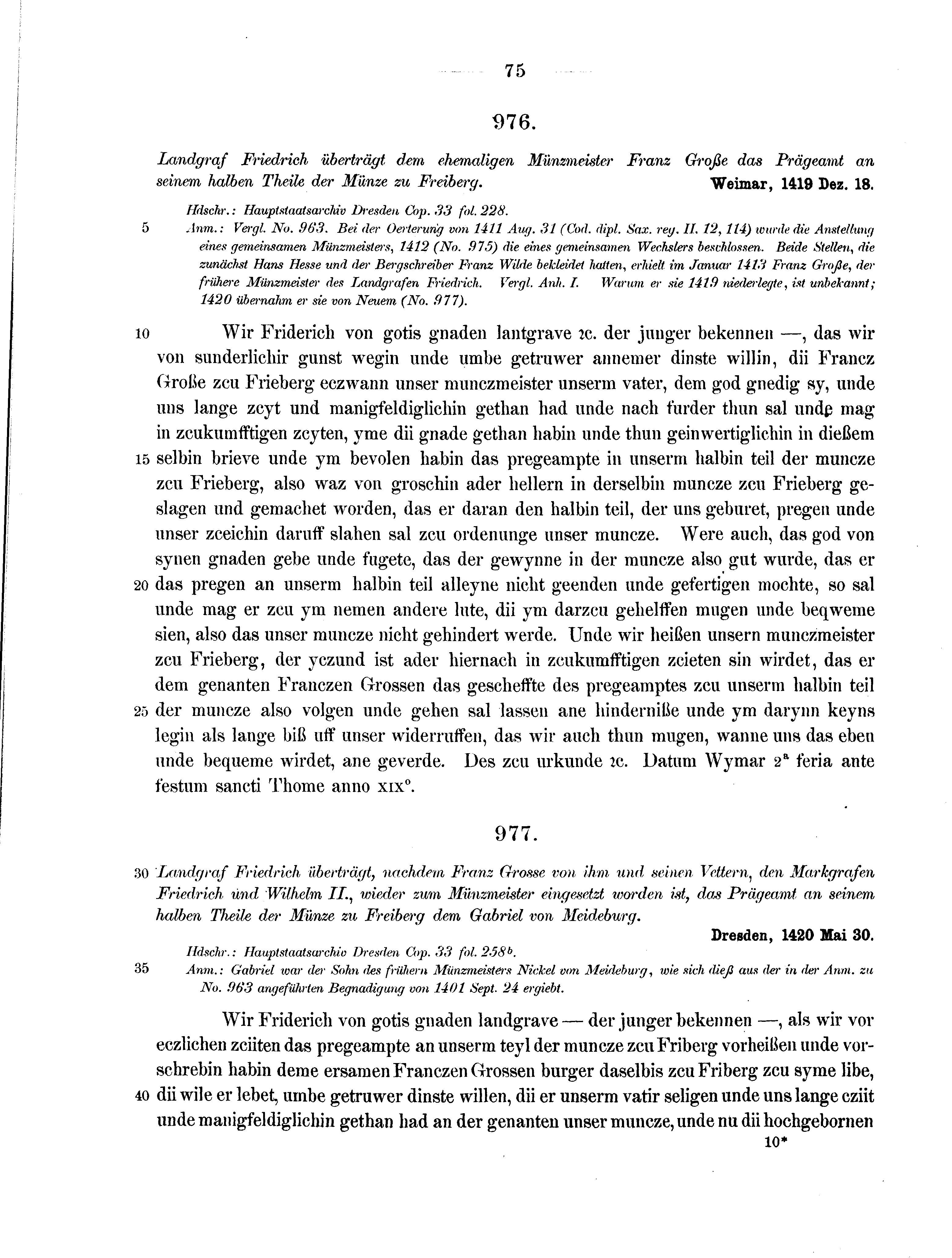 Historische Urkunde Seite 75 aus Band cds2_13