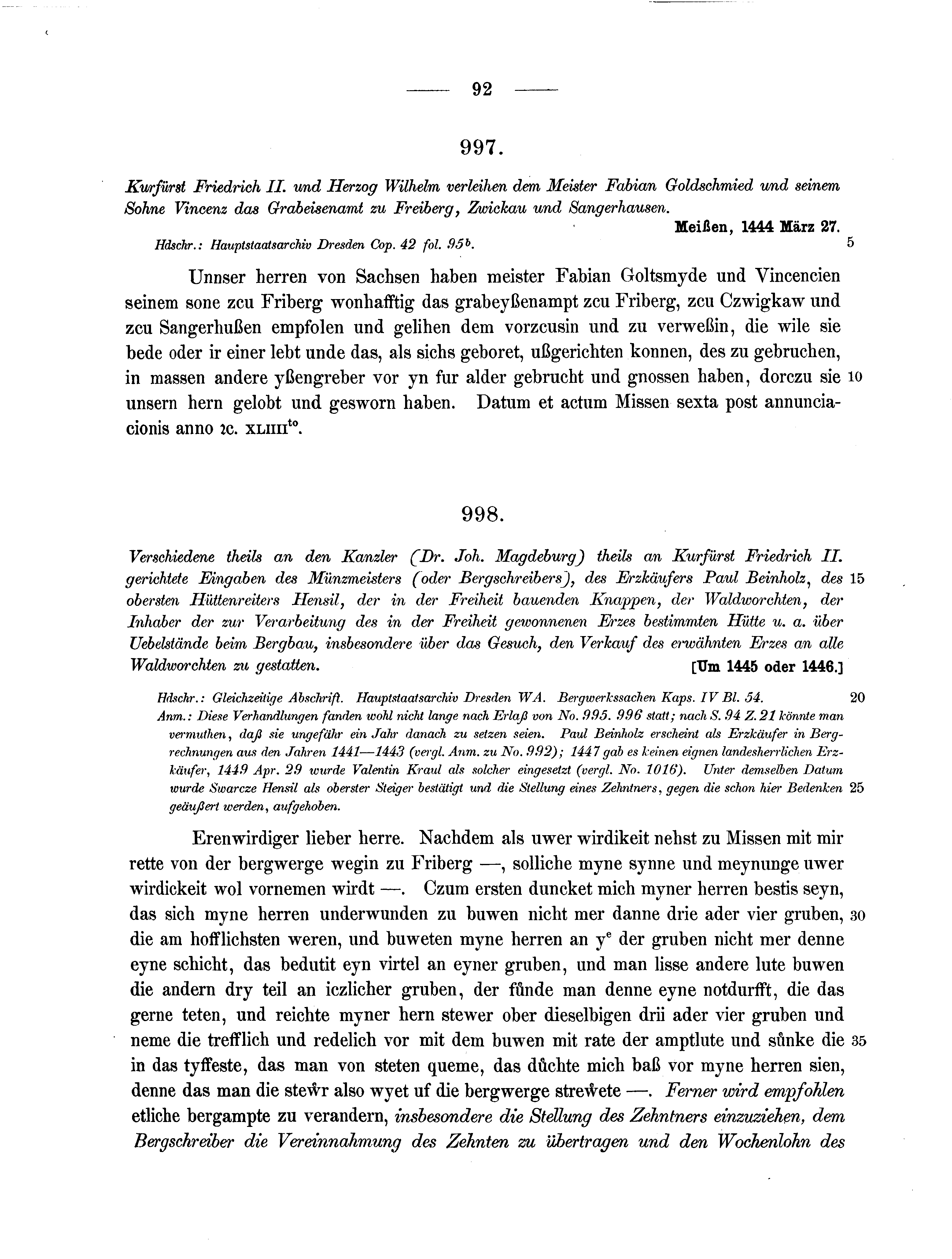 Historische Urkunde Seite 92 aus Band cds2_13