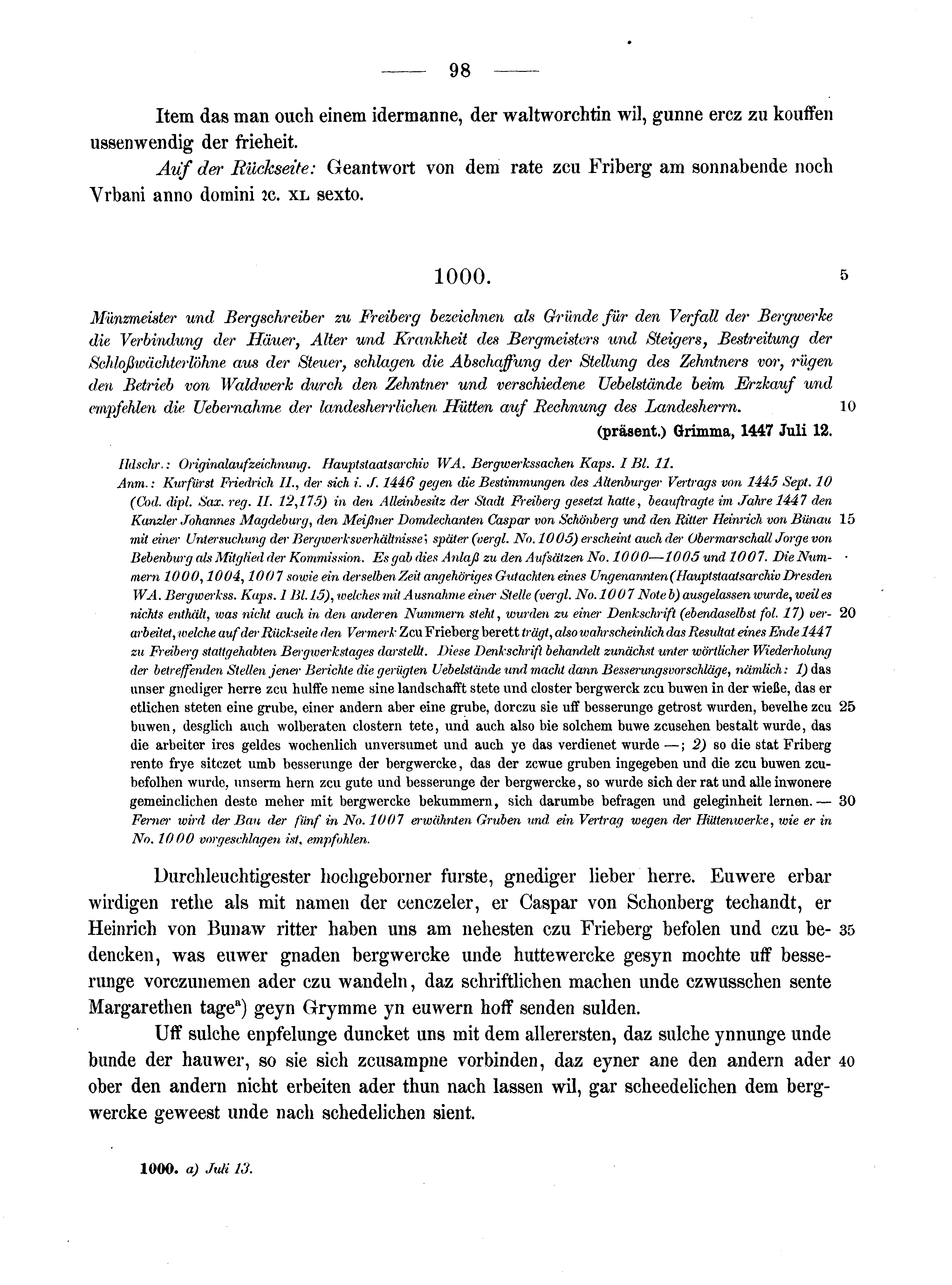 Historische Urkunde Seite 98 aus Band cds2_13