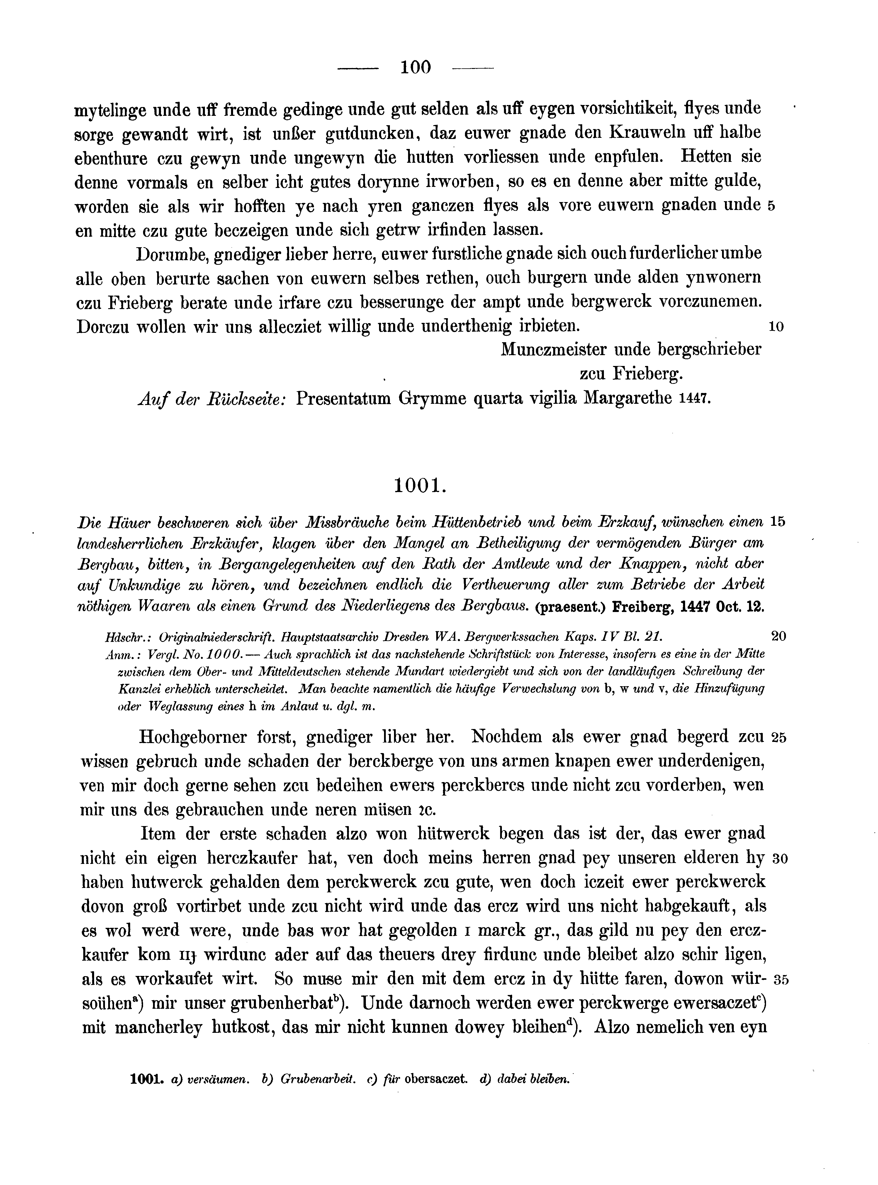 Historische Urkunde Seite 100 aus Band cds2_13