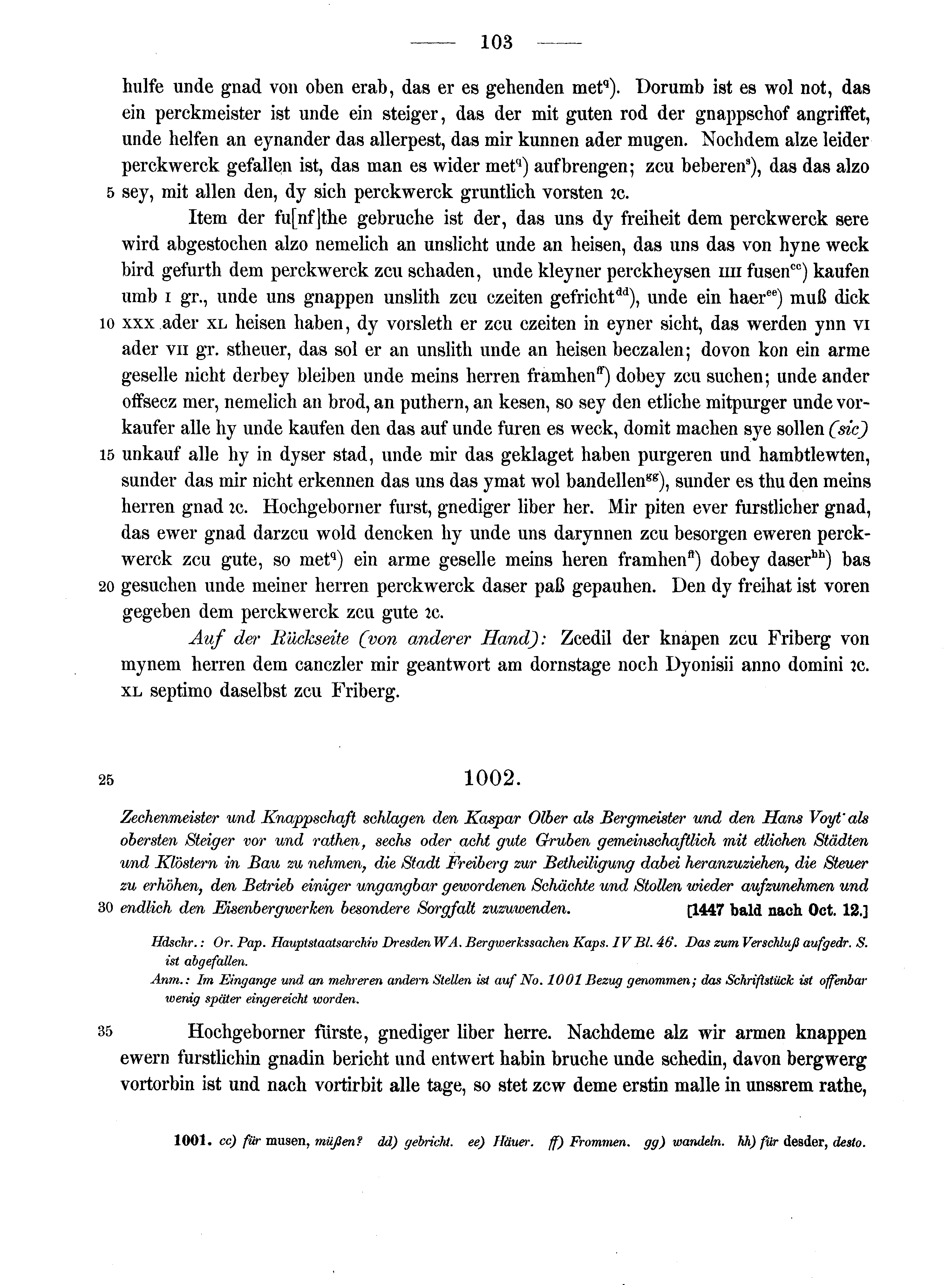 Historische Urkunde Seite 103 aus Band cds2_13