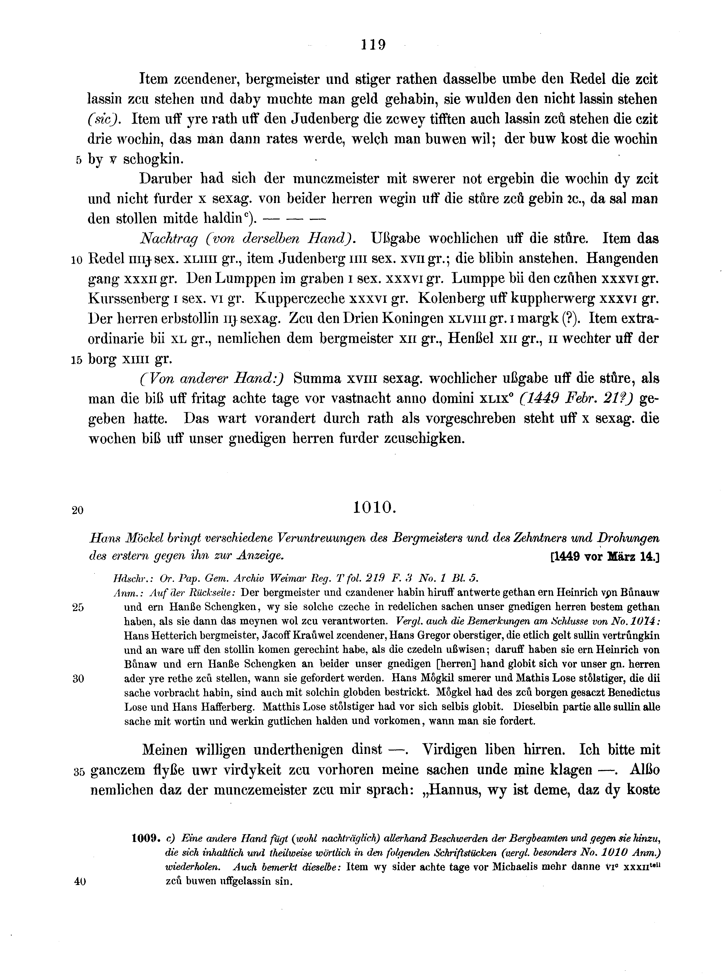 Historische Urkunde Seite 119 aus Band cds2_13