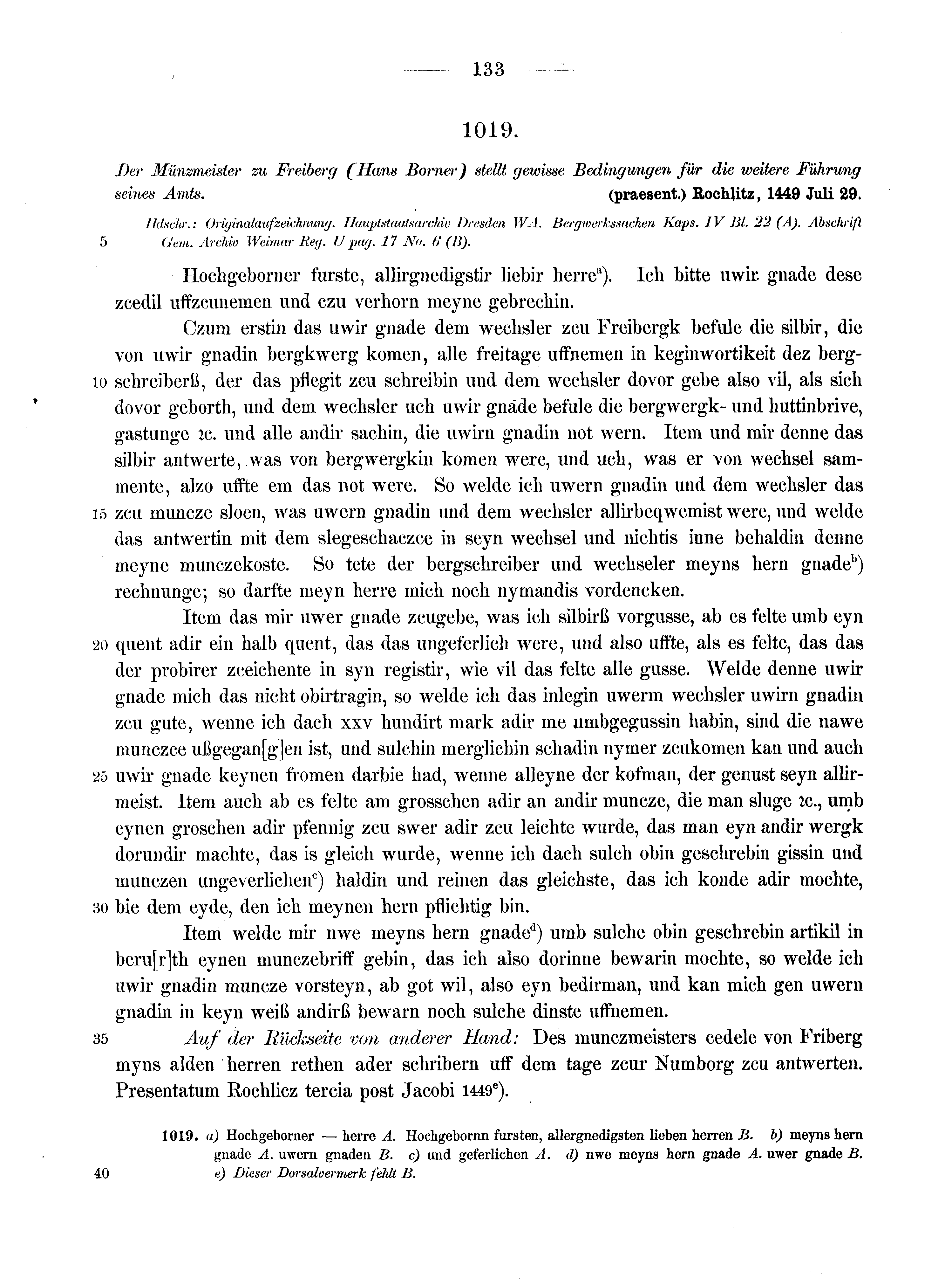 Historische Urkunde Seite 133 aus Band cds2_13