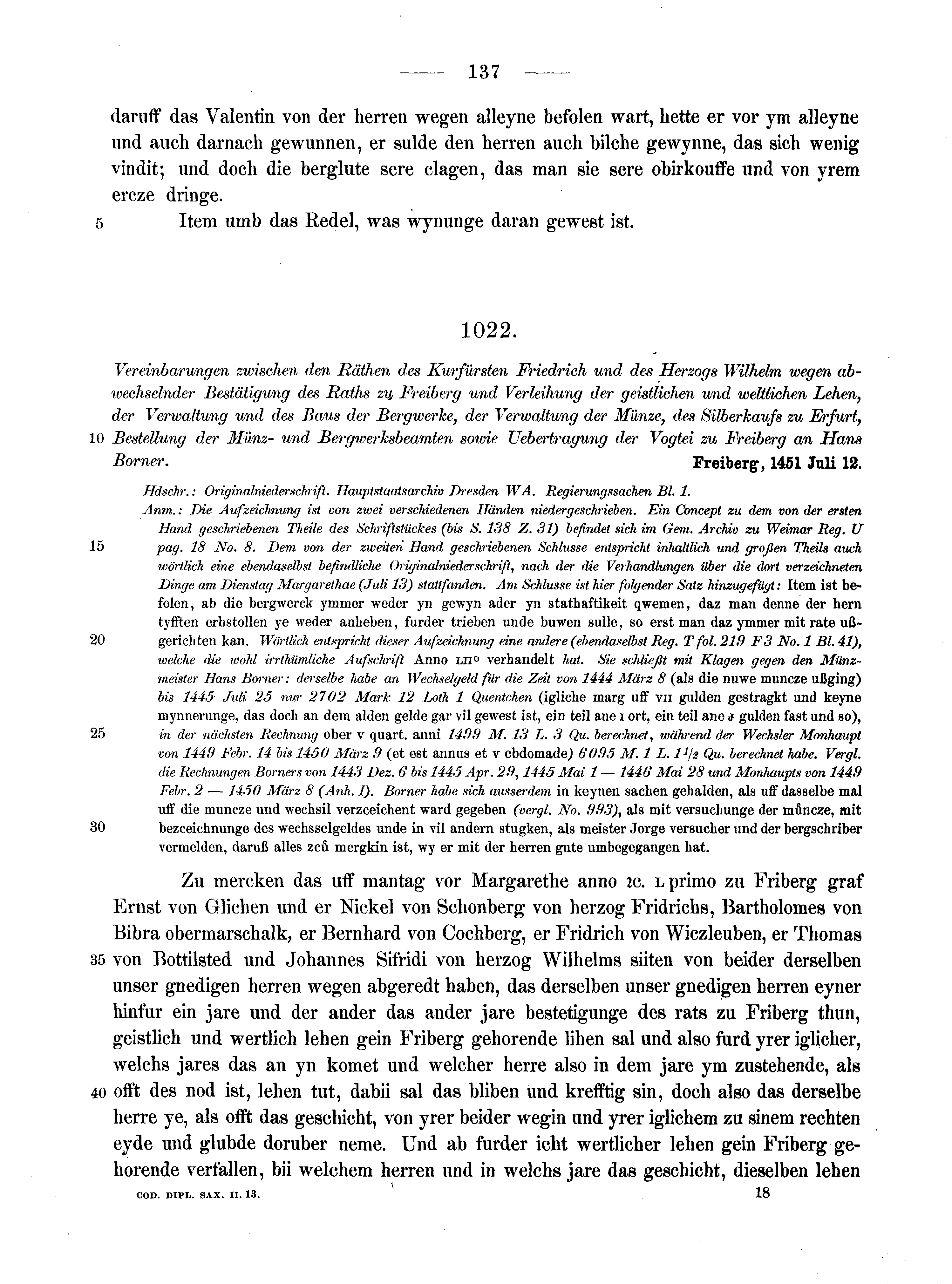 Historische Urkunde Seite 137 aus Band cds2_13