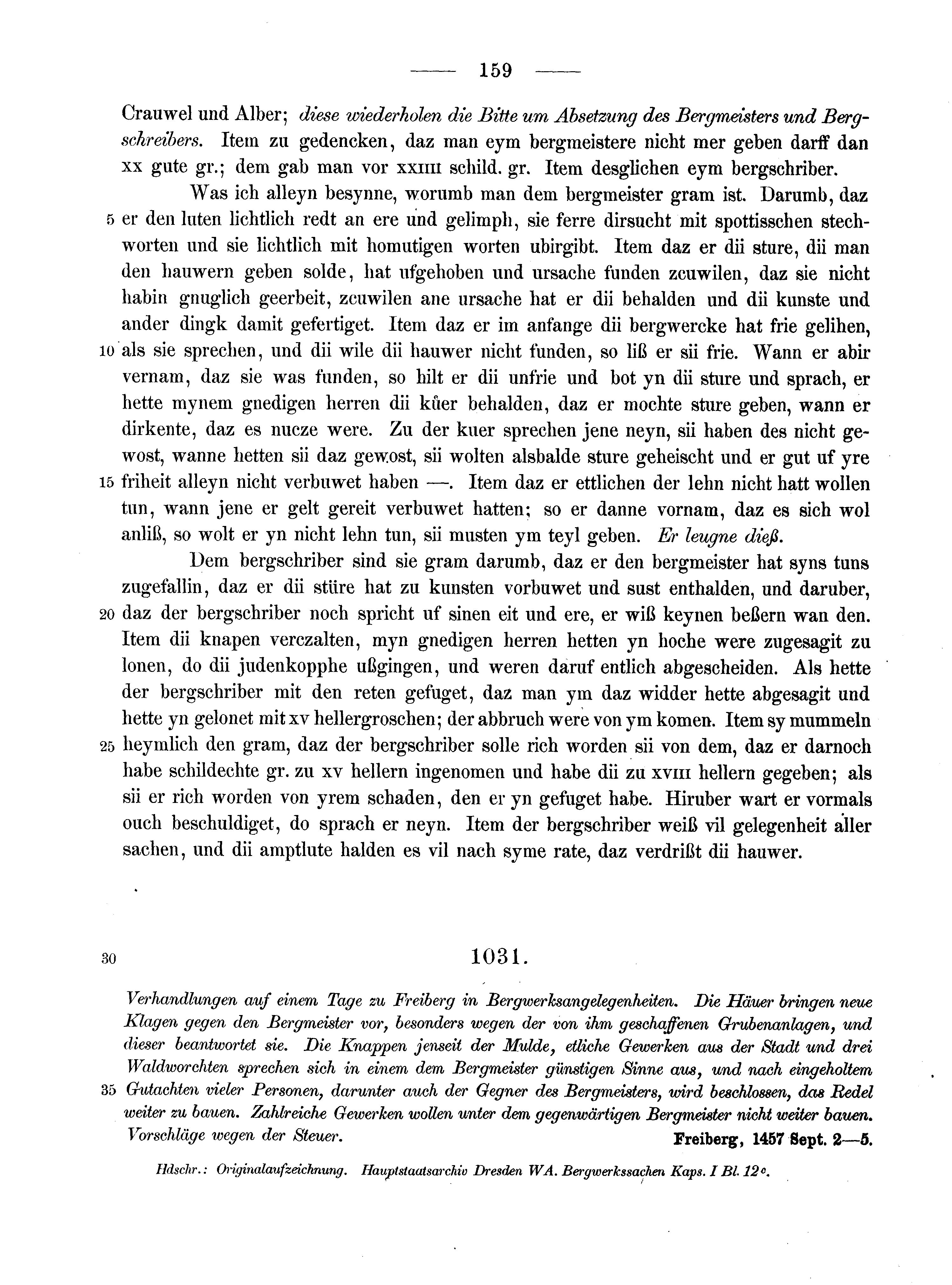 Historische Urkunde Seite 159 aus Band cds2_13
