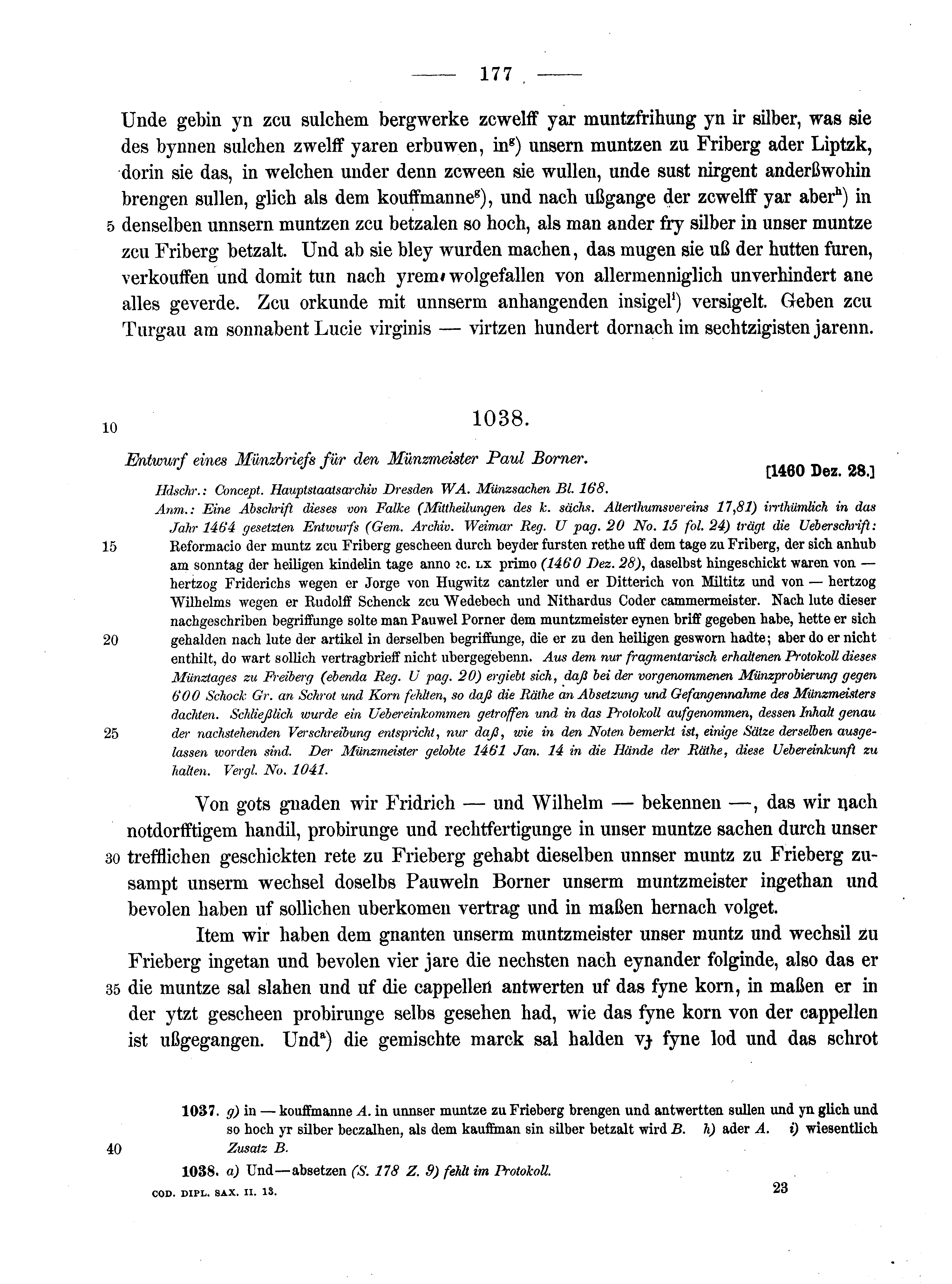 Historische Urkunde Seite 177 aus Band cds2_13