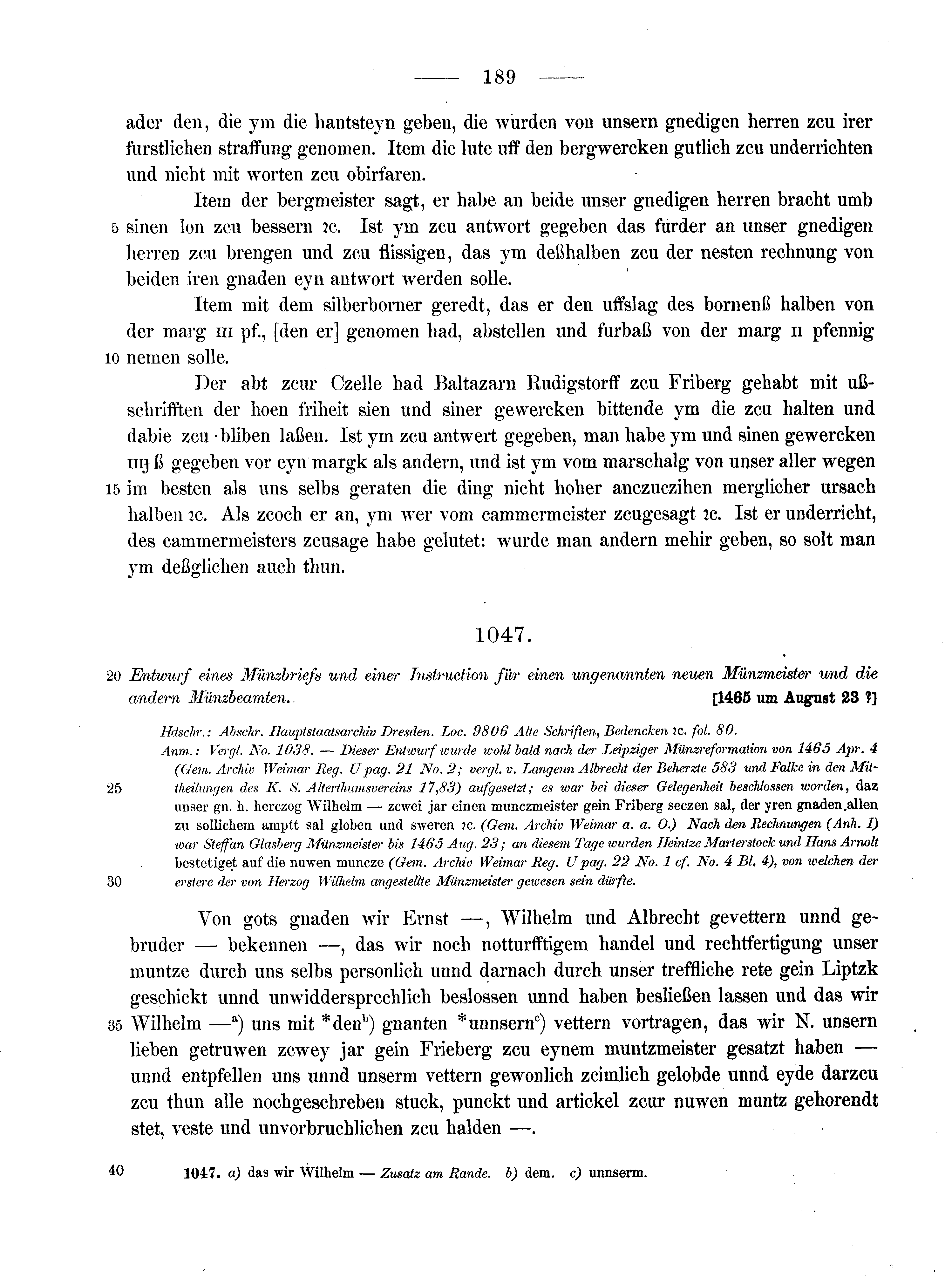 Historische Urkunde Seite 189 aus Band cds2_13