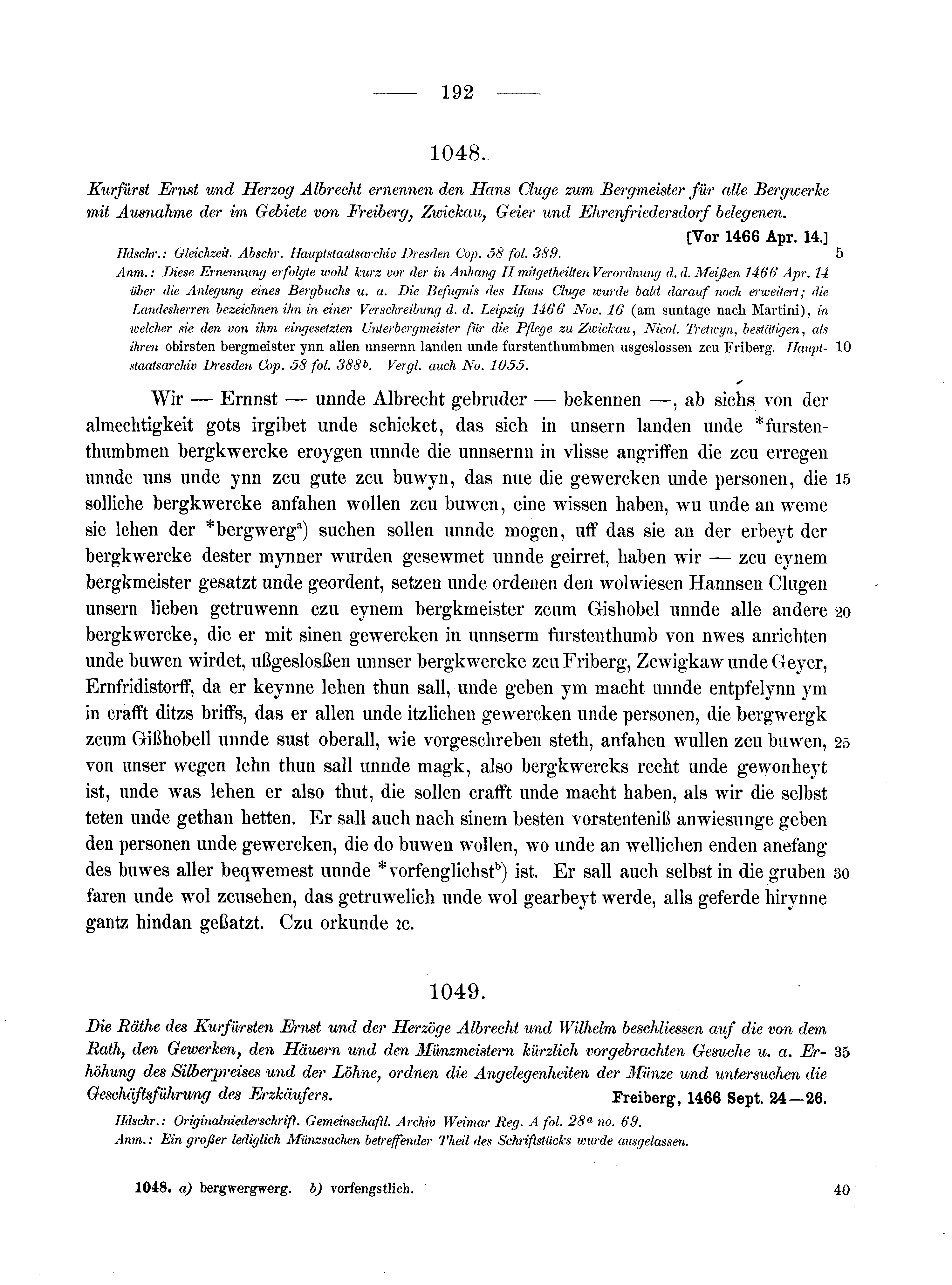 Historische Urkunde Seite 192 aus Band cds2_13