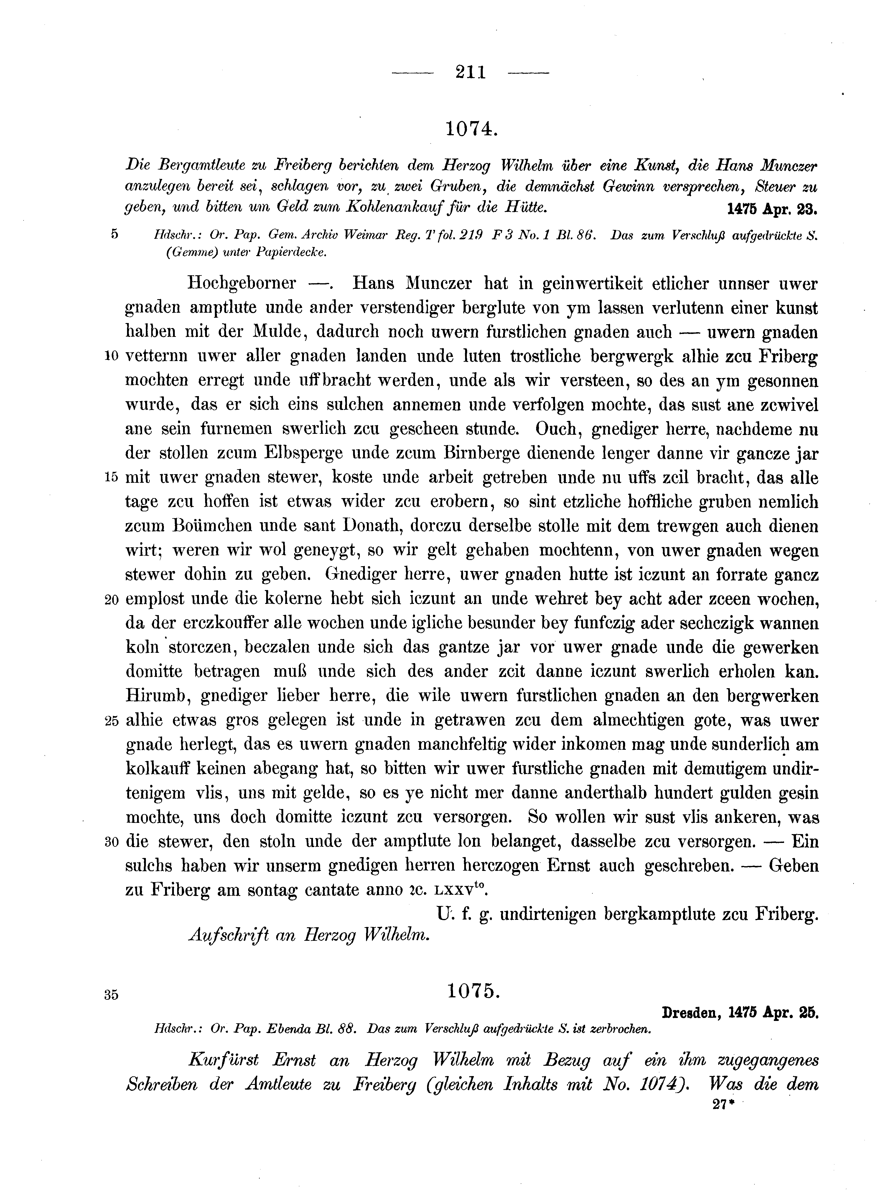Historische Urkunde Seite 211 aus Band cds2_13