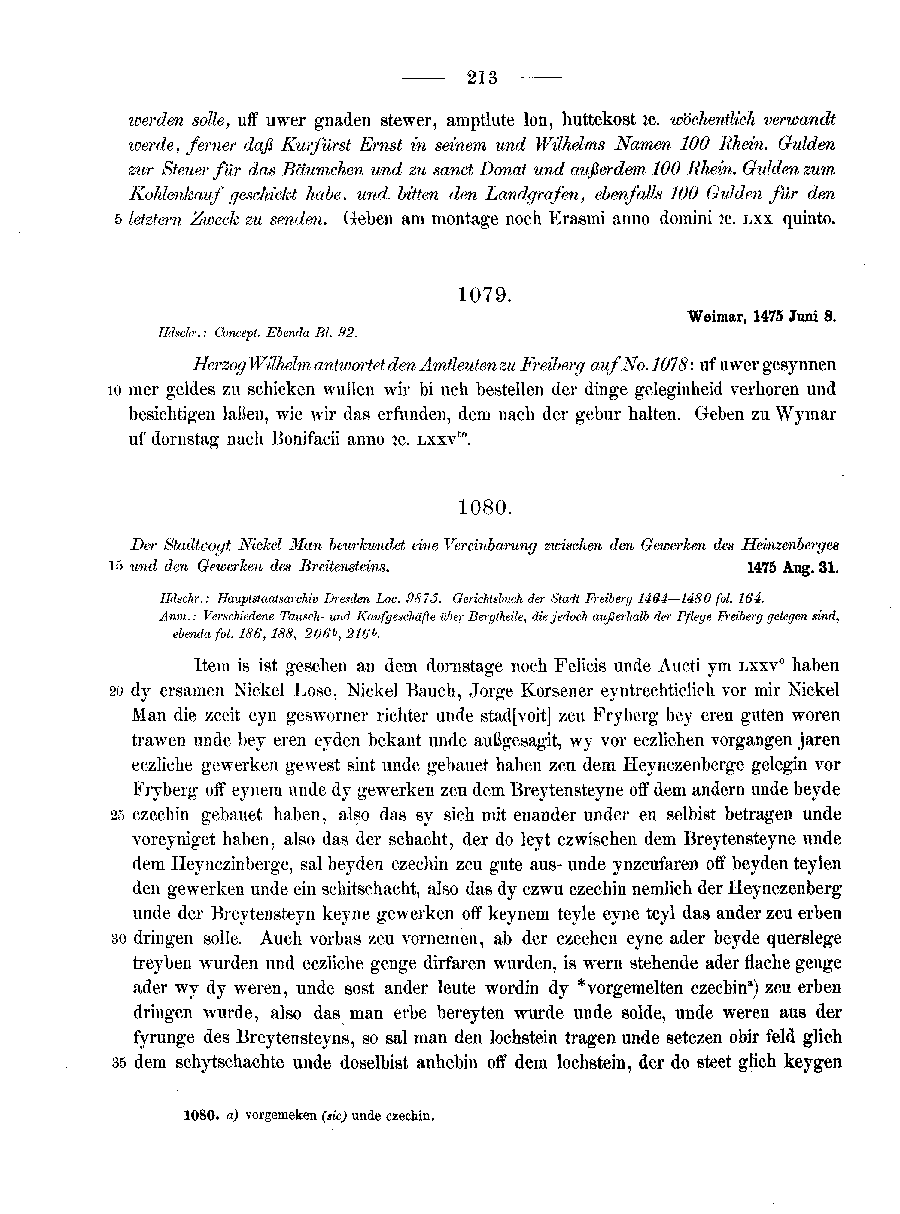 Historische Urkunde Seite 213 aus Band cds2_13