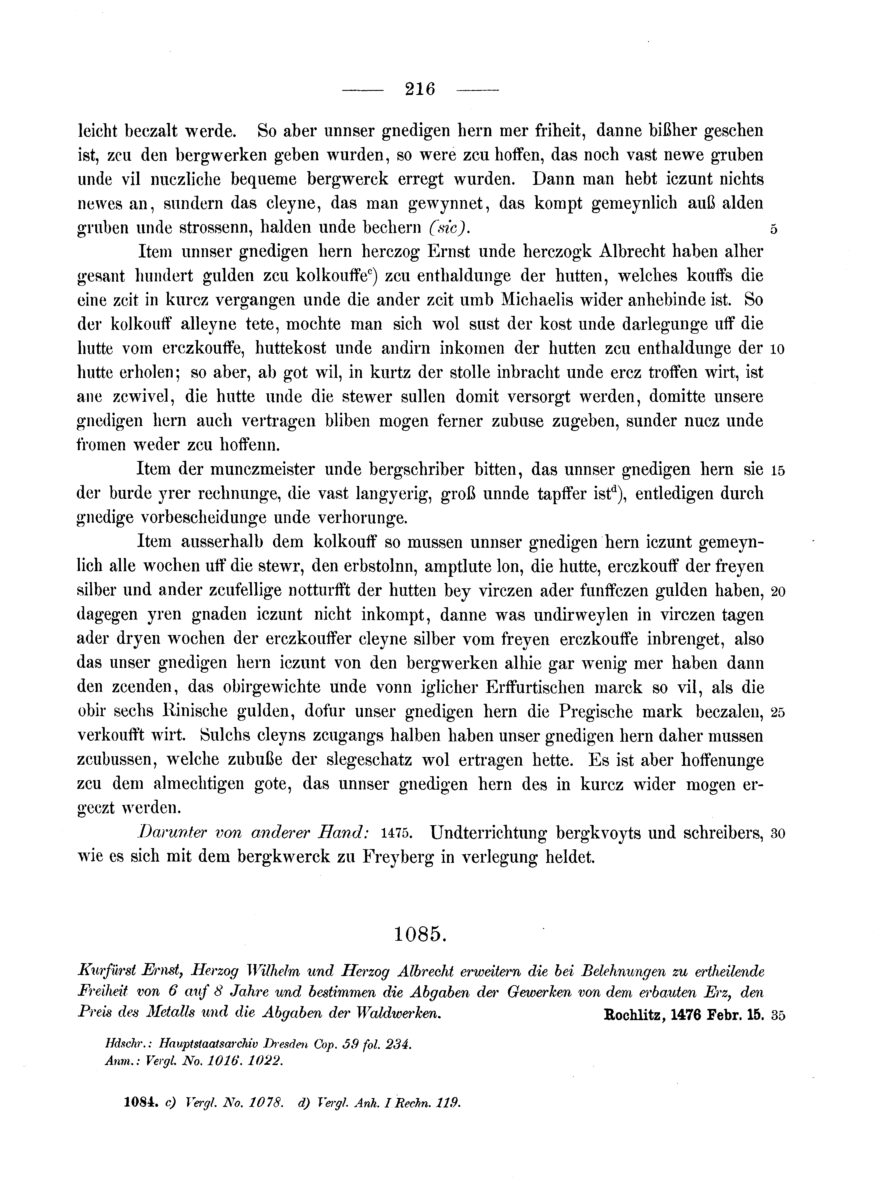 Historische Urkunde Seite 216 aus Band cds2_13