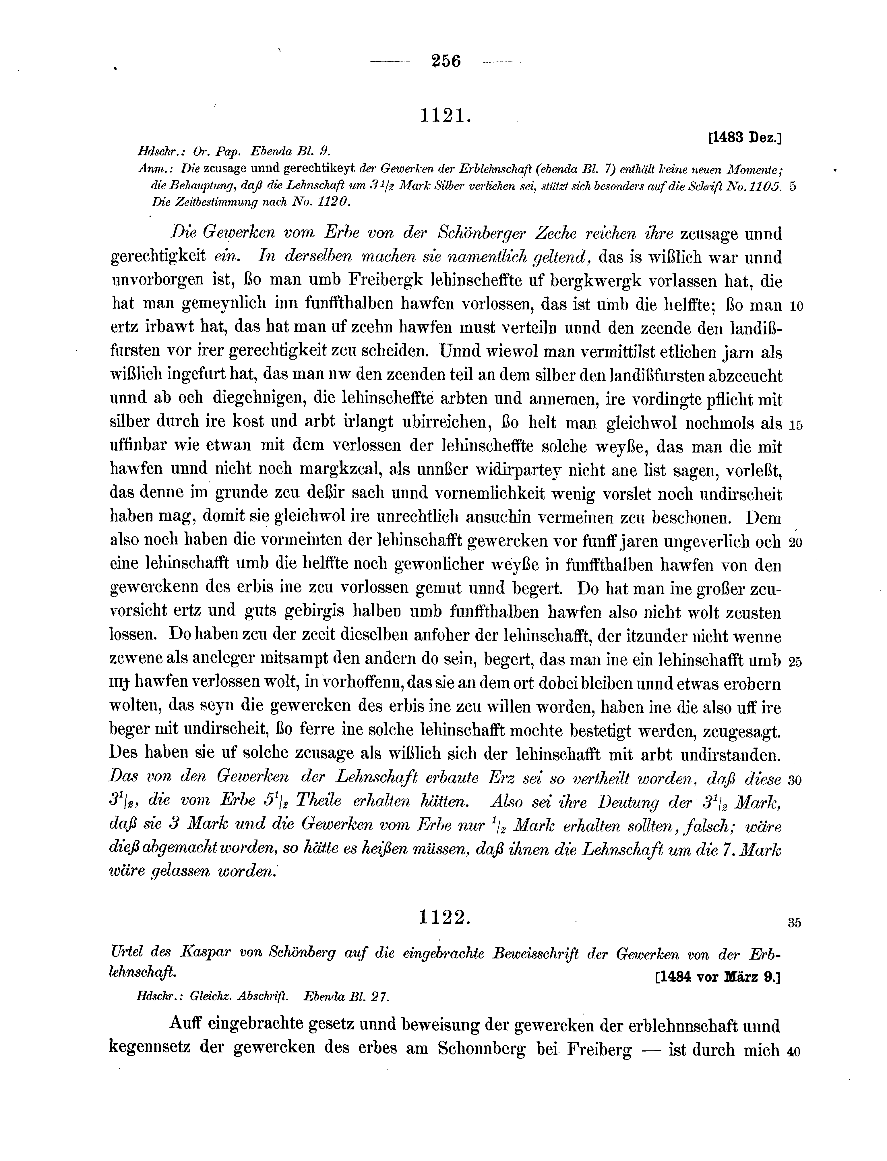 Historische Urkunde Seite 256 aus Band cds2_13