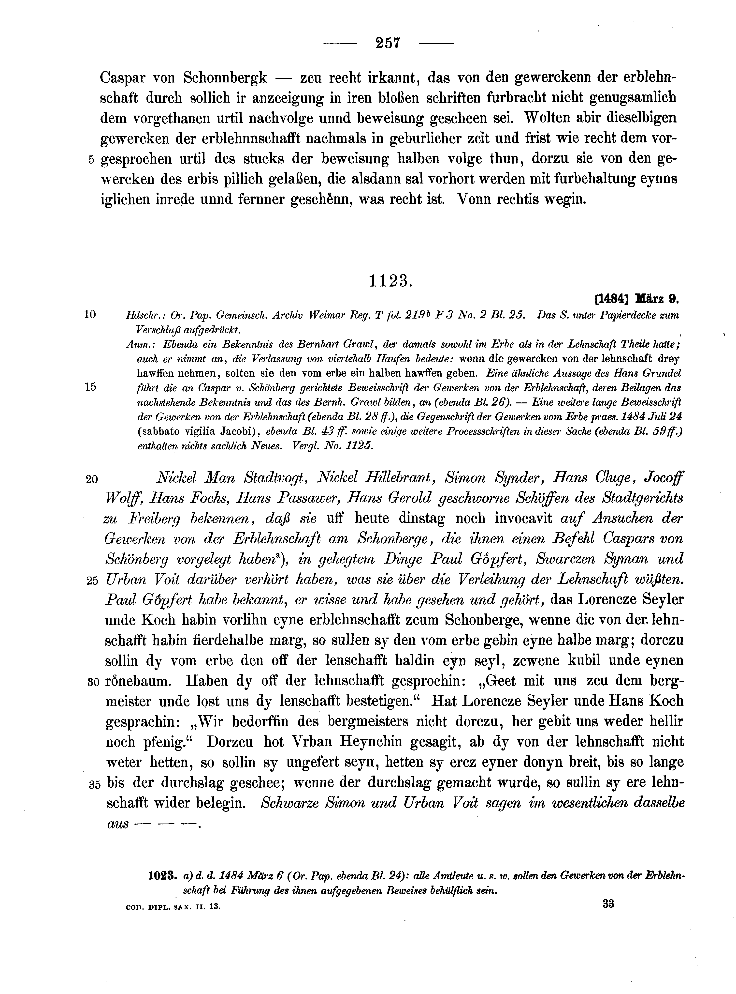 Historische Urkunde Seite 257 aus Band cds2_13