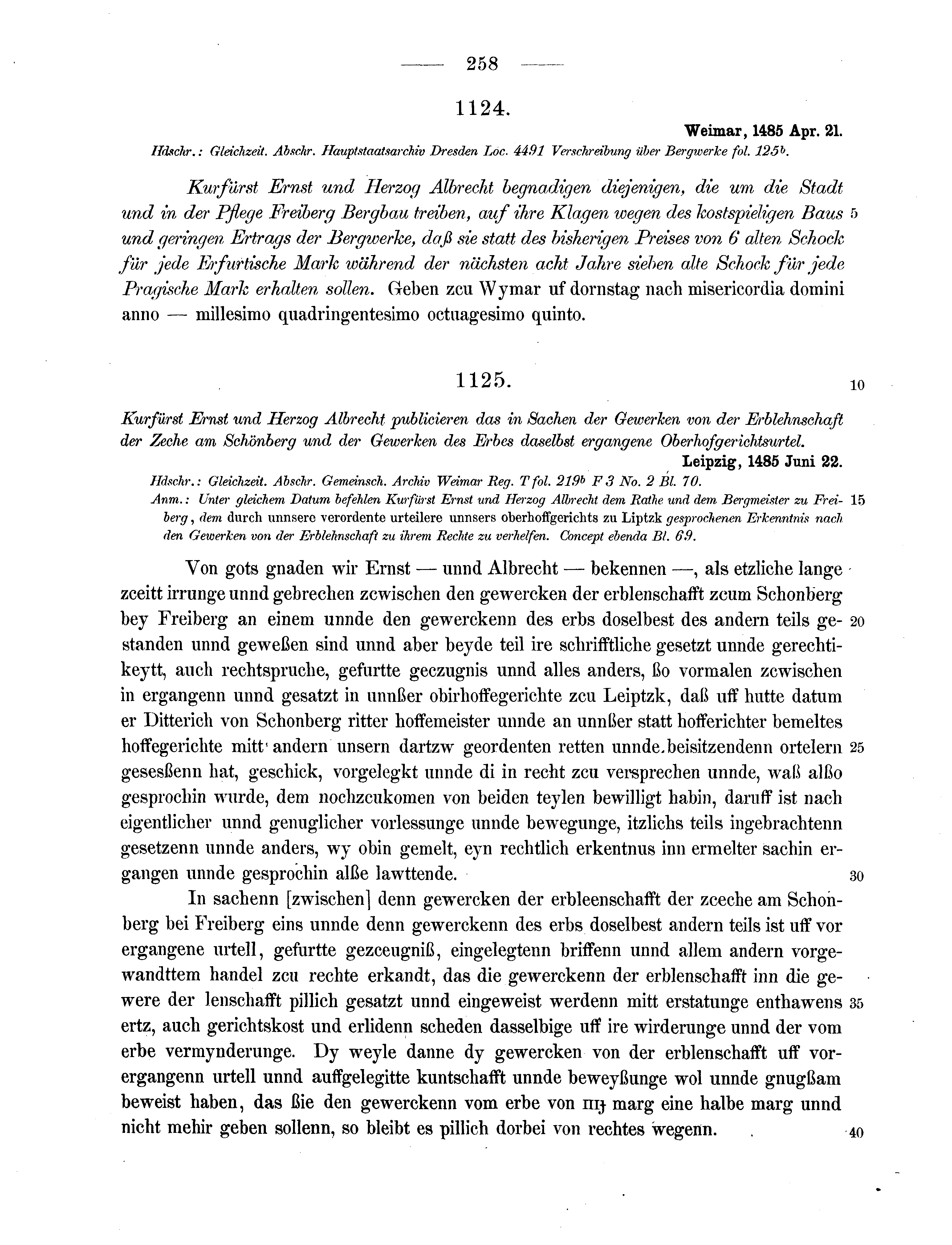 Historische Urkunde Seite 258 aus Band cds2_13