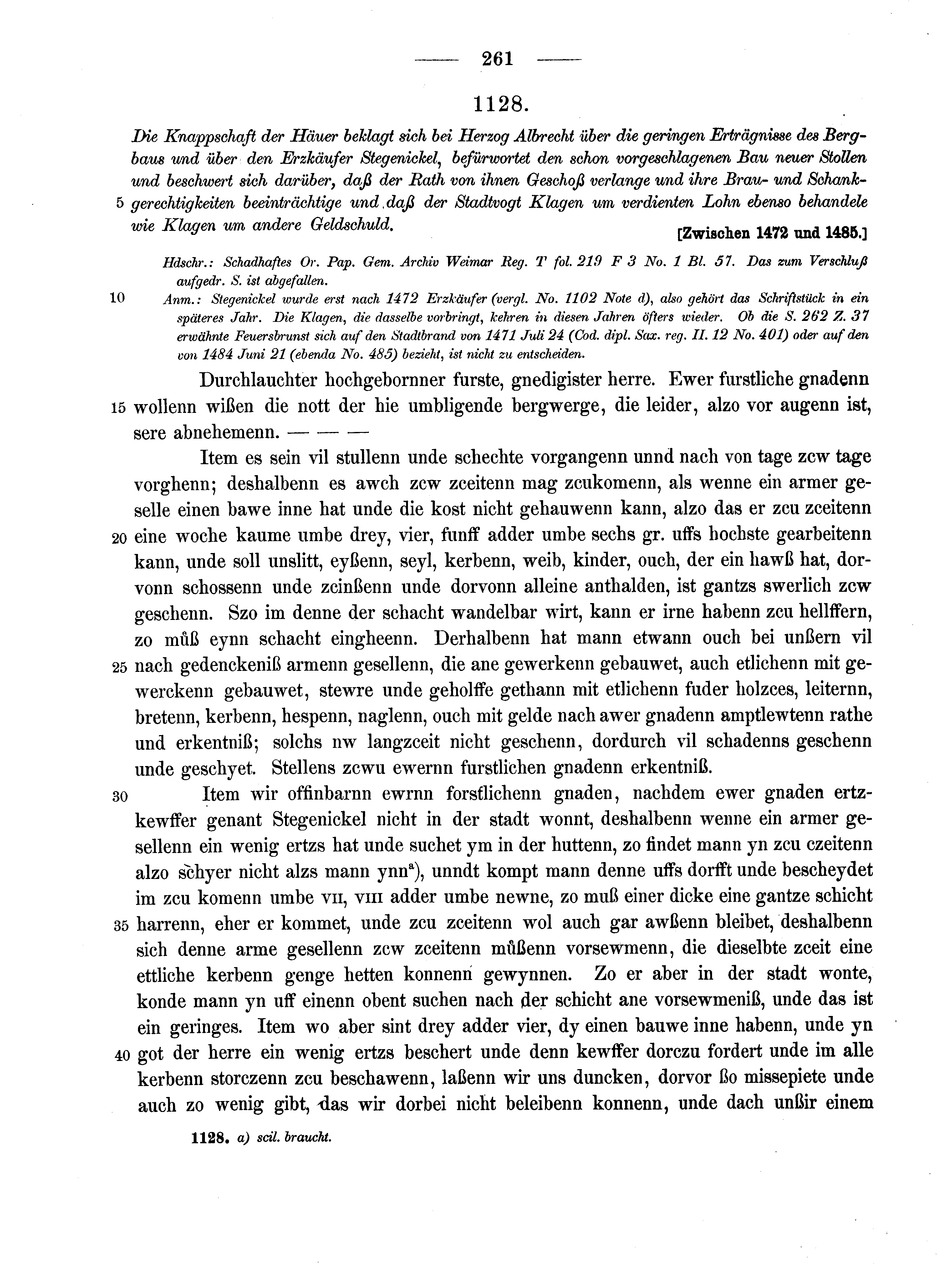 Historische Urkunde Seite 261 aus Band cds2_13
