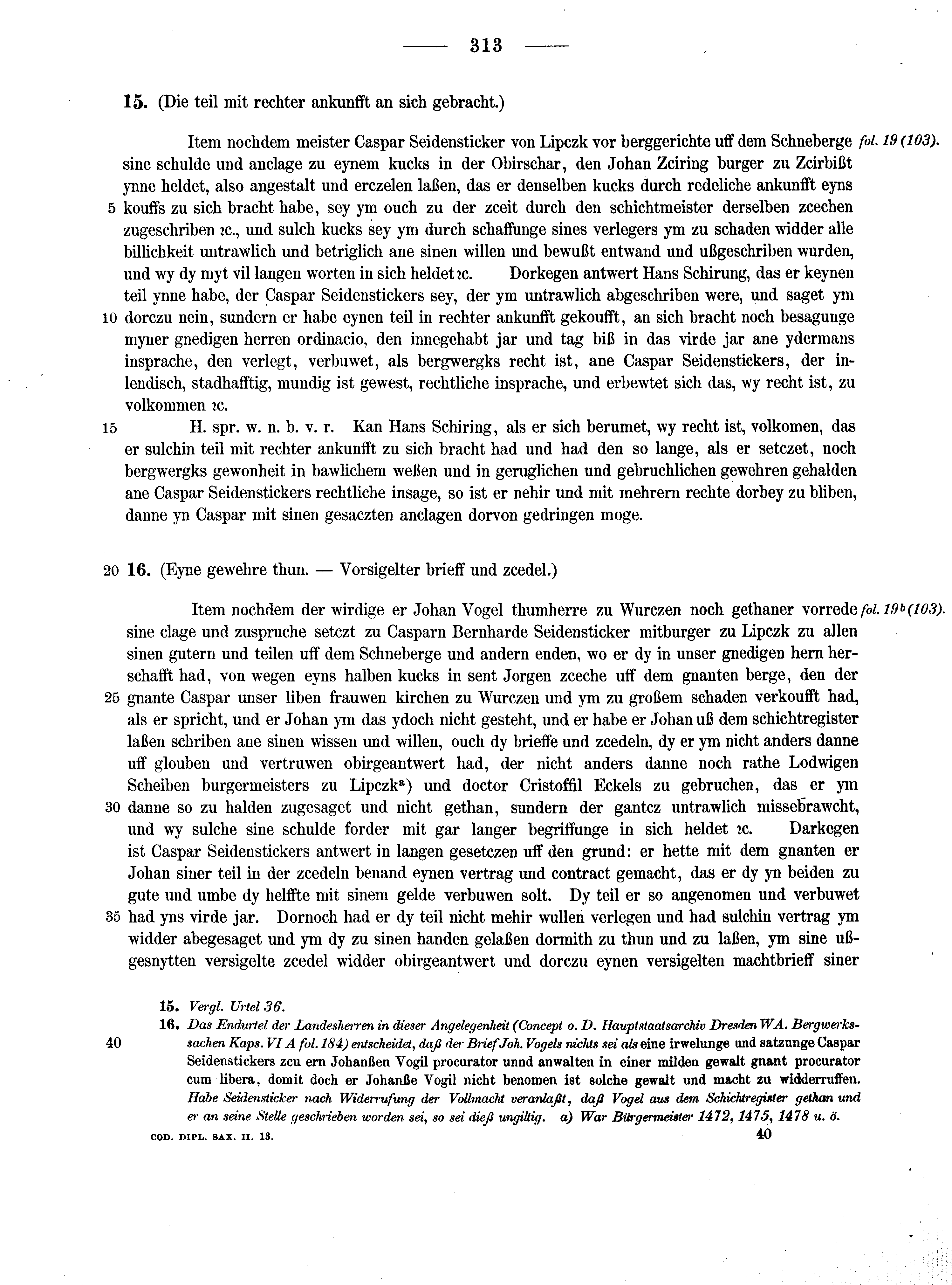 Historische Urkunde Seite 313 aus Band cds2_13