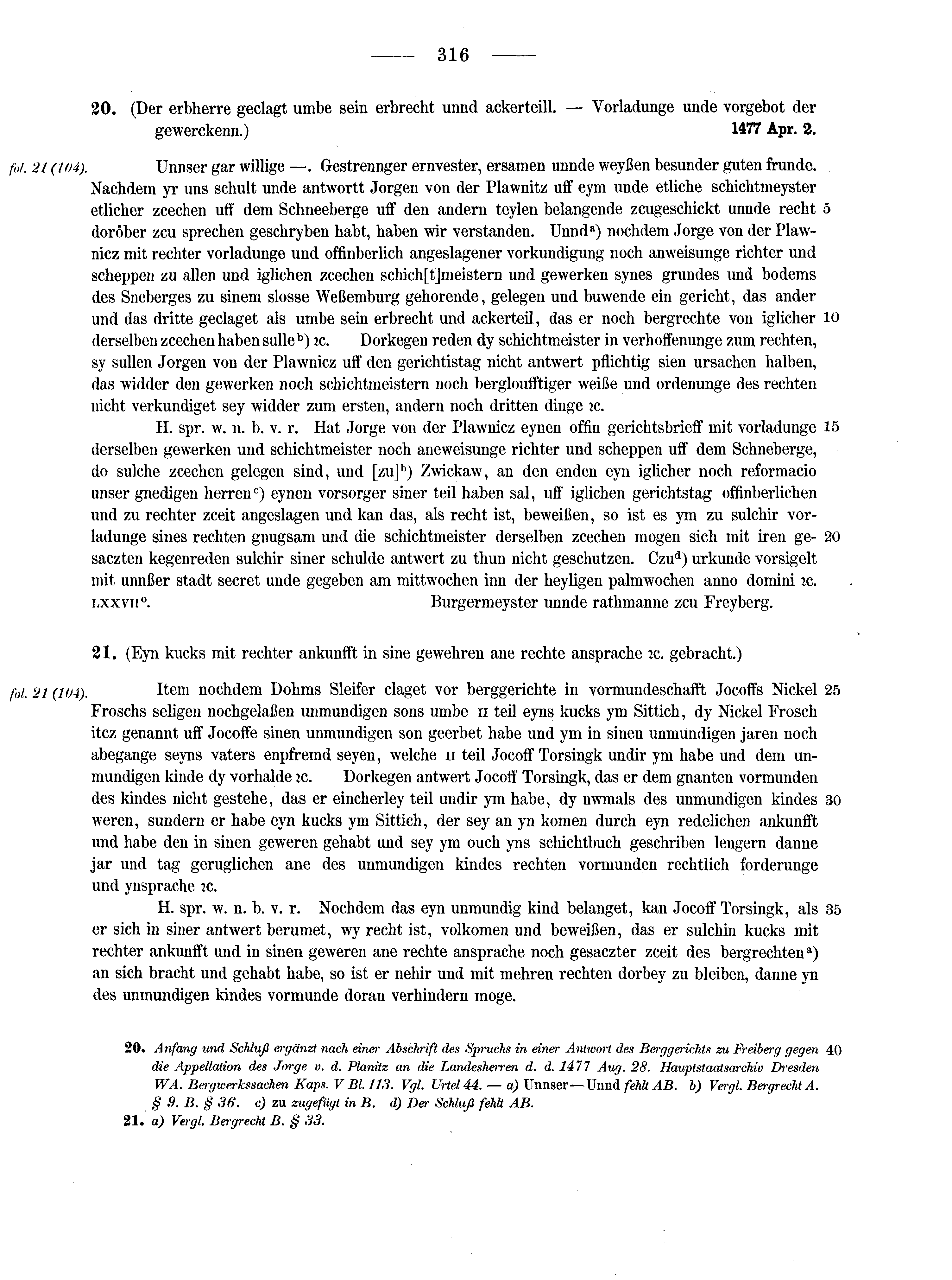 Historische Urkunde Seite 316 aus Band cds2_13