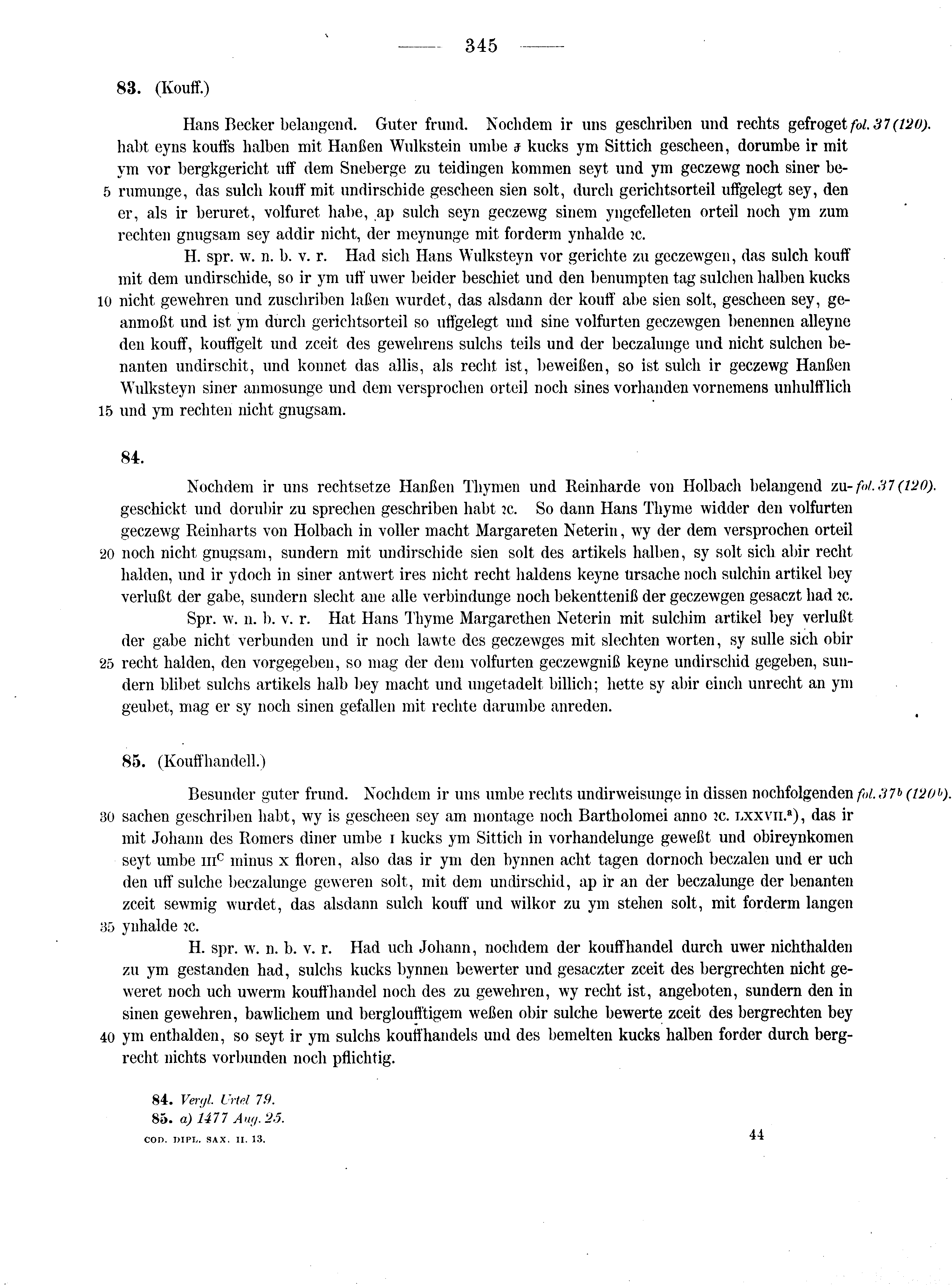 Historische Urkunde Seite 345 aus Band cds2_13
