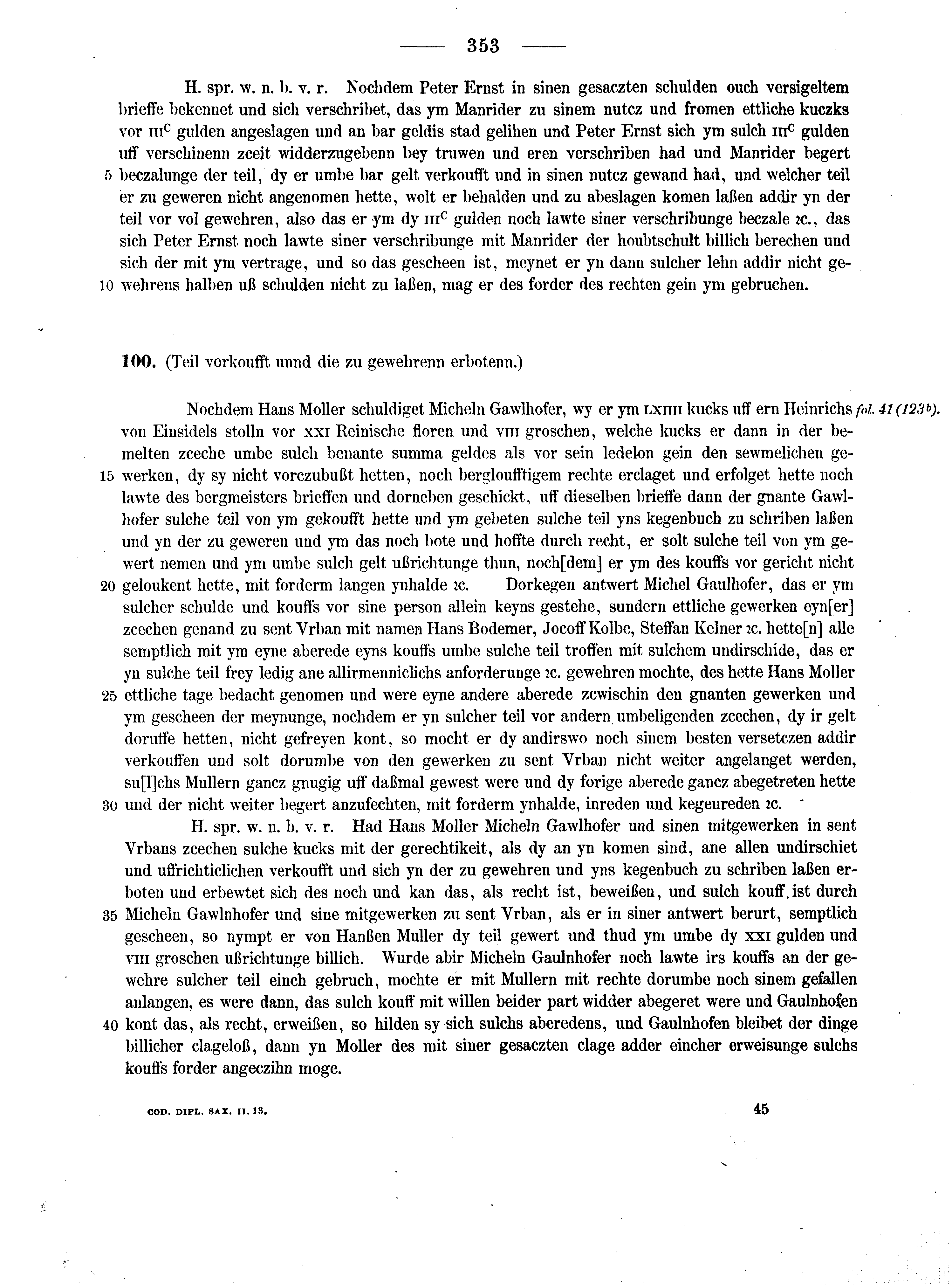 Historische Urkunde Seite 353 aus Band cds2_13