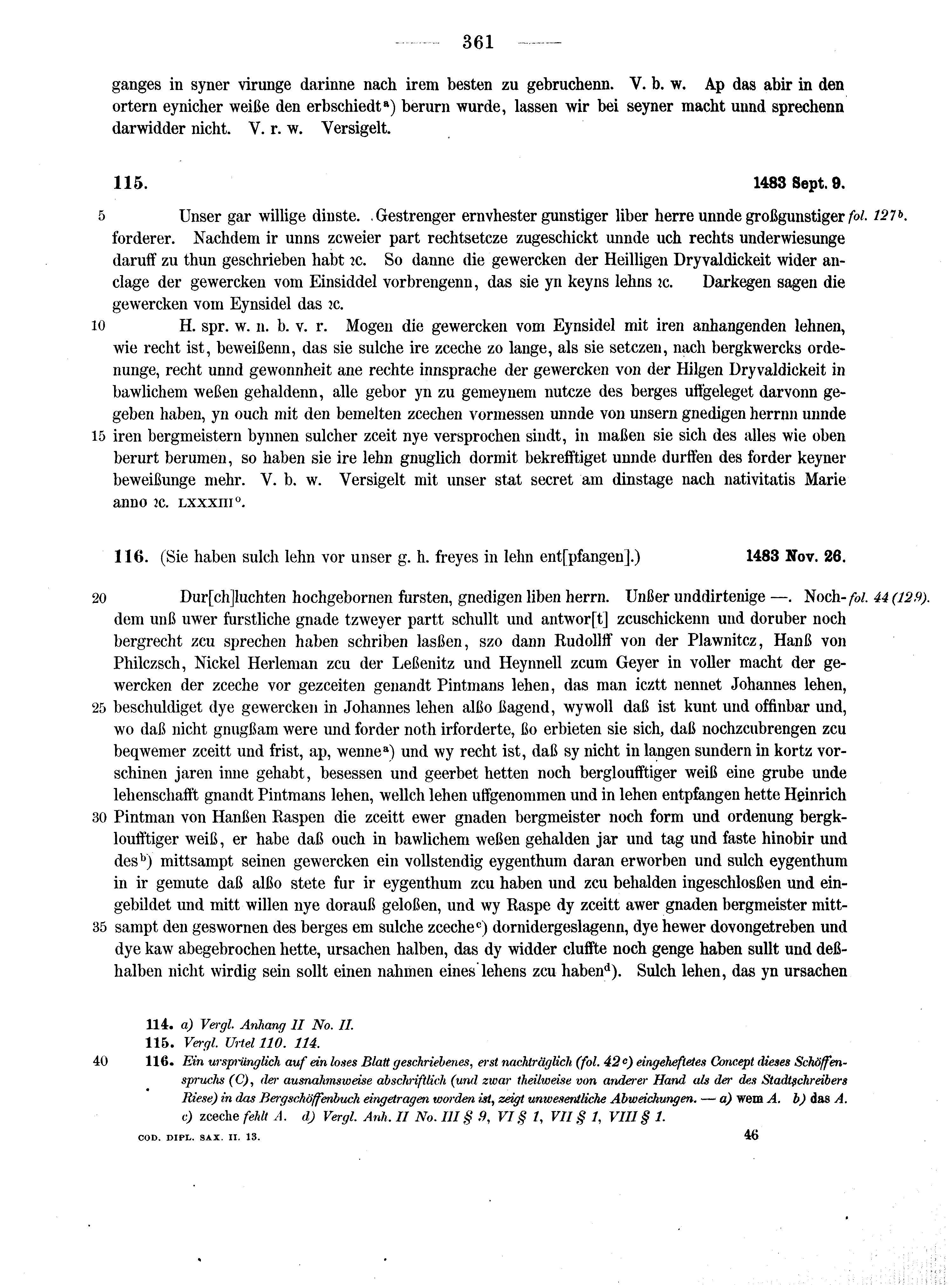 Historische Urkunde Seite 361 aus Band cds2_13