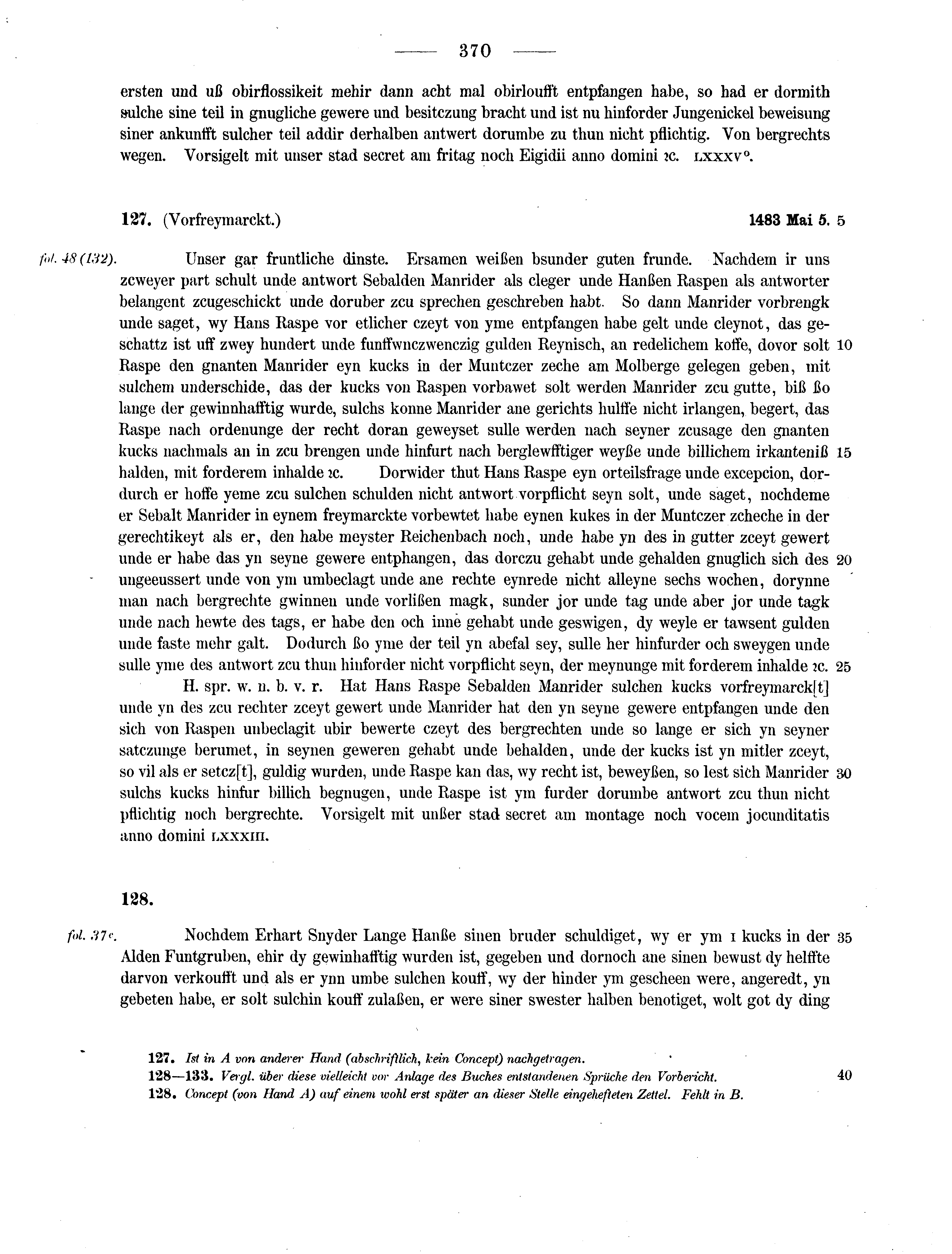 Historische Urkunde Seite 370 aus Band cds2_13