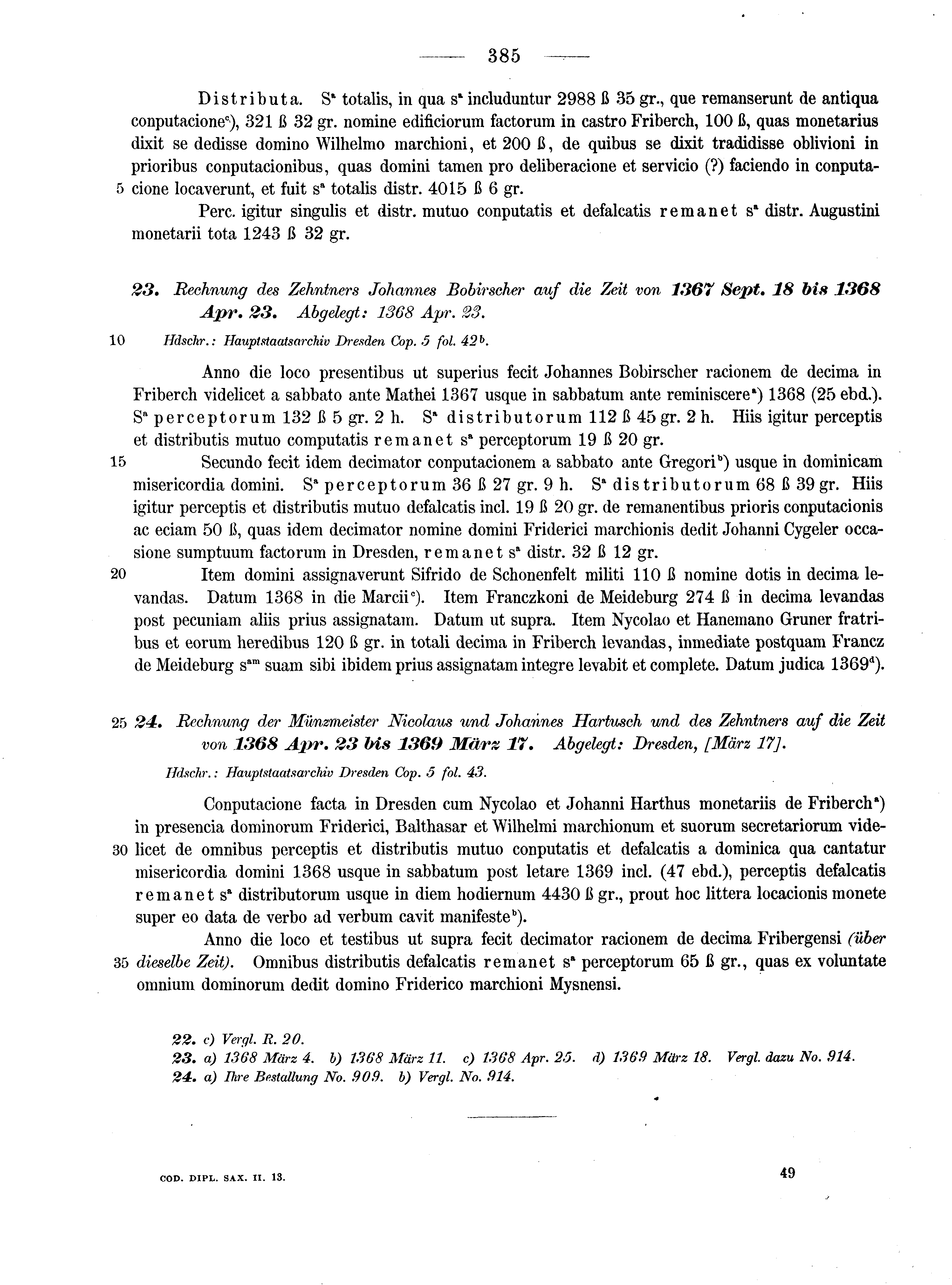 Historische Urkunde Seite 385 aus Band cds2_13