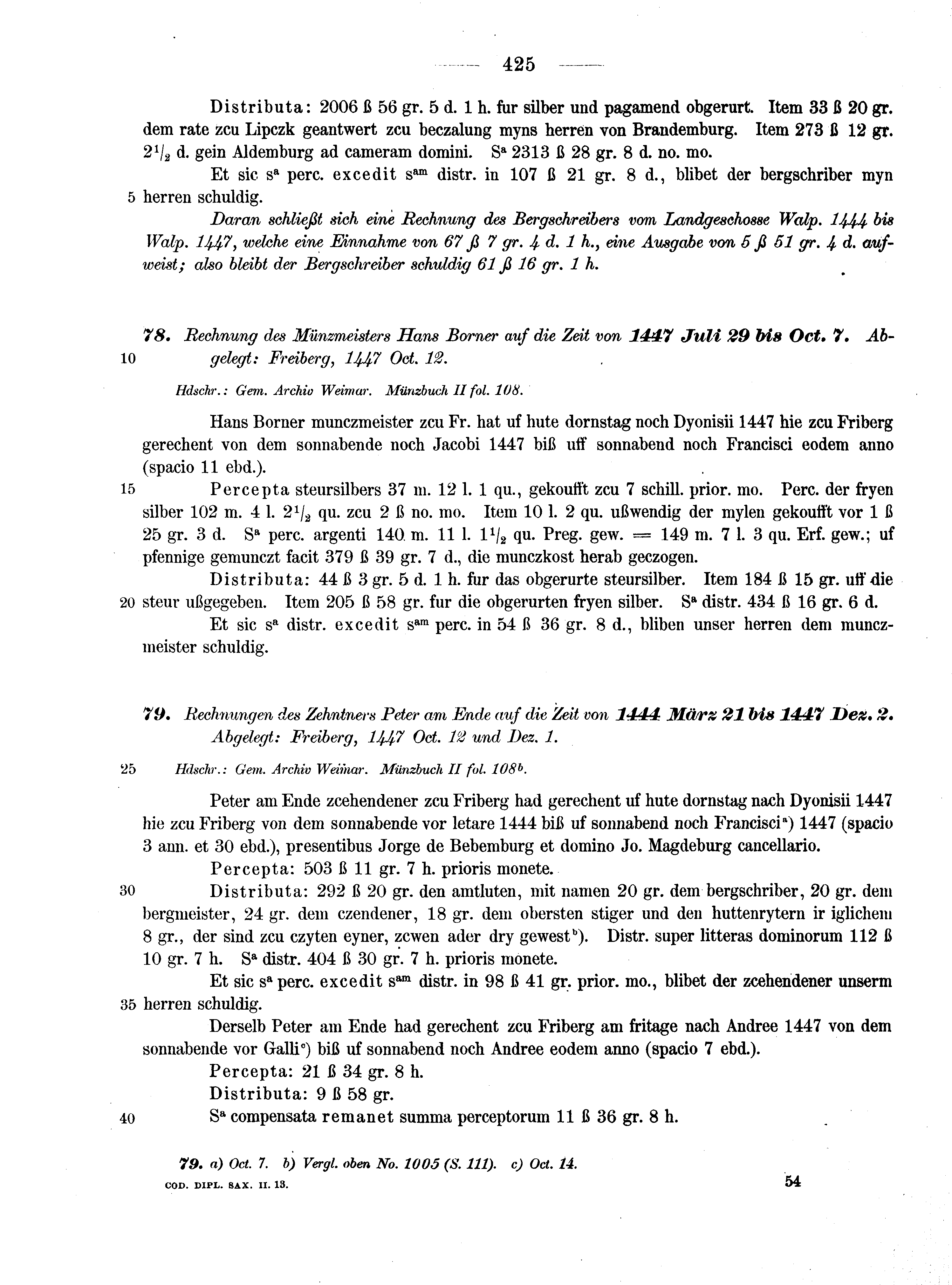 Historische Urkunde Seite 425 aus Band cds2_13