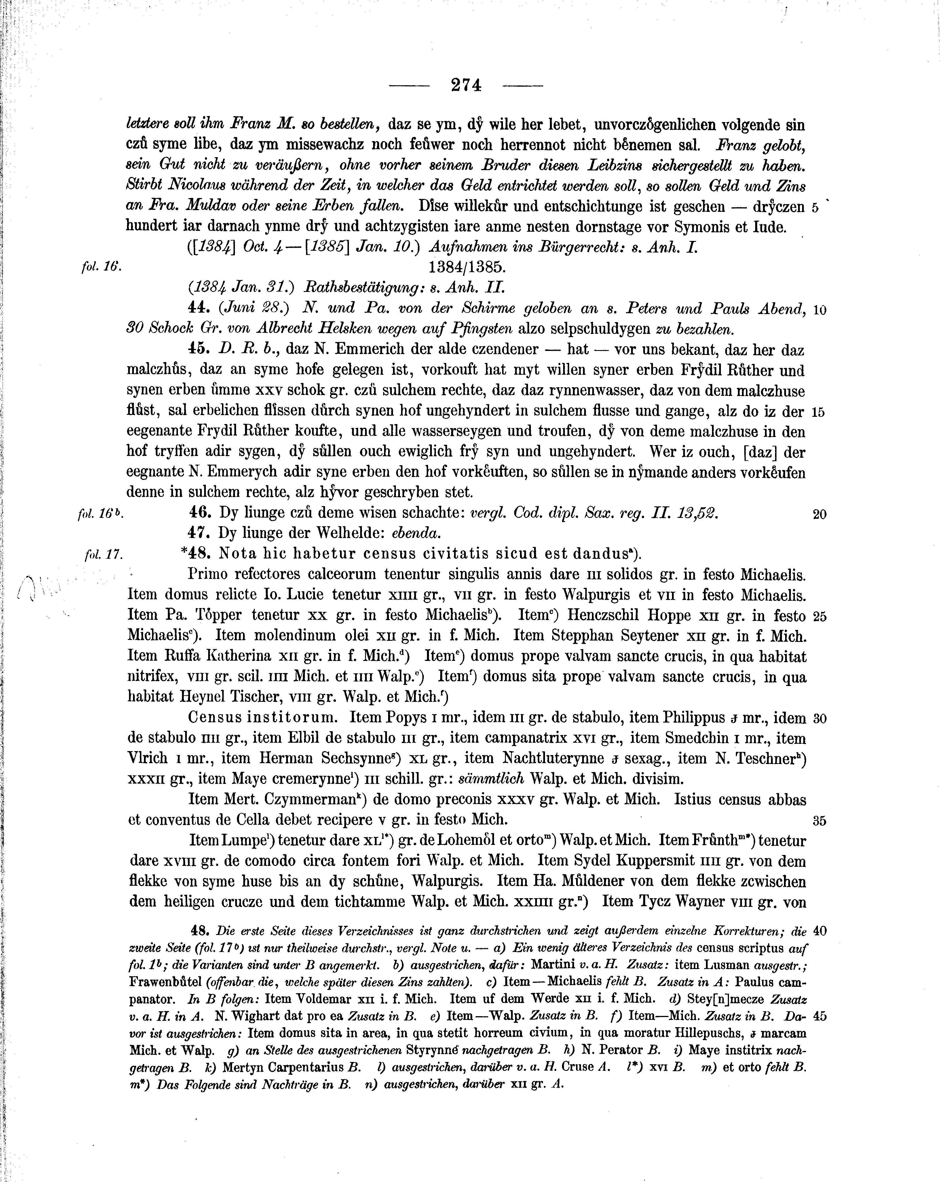 Historische Urkunde Seite 274 aus Band cds2_14