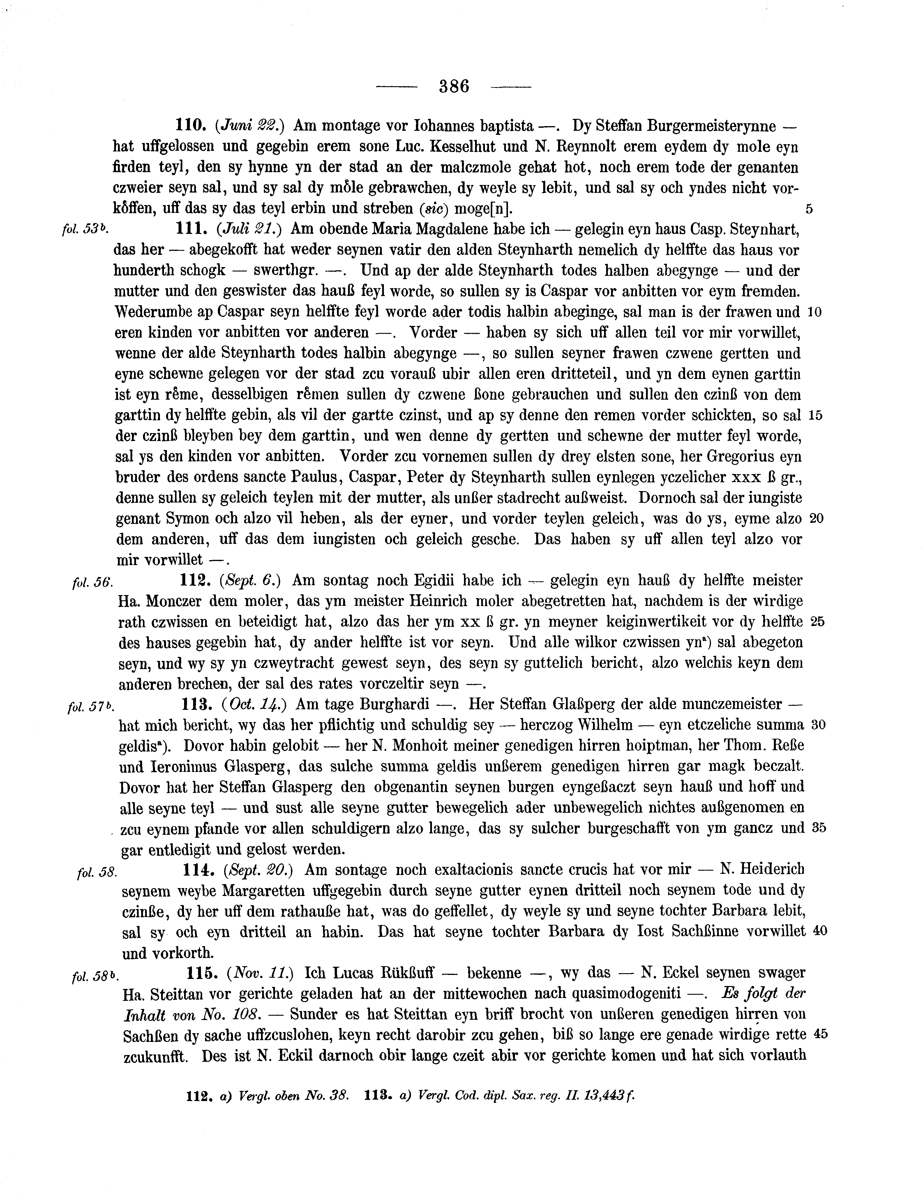 Historische Urkunde Seite 386 aus Band cds2_14