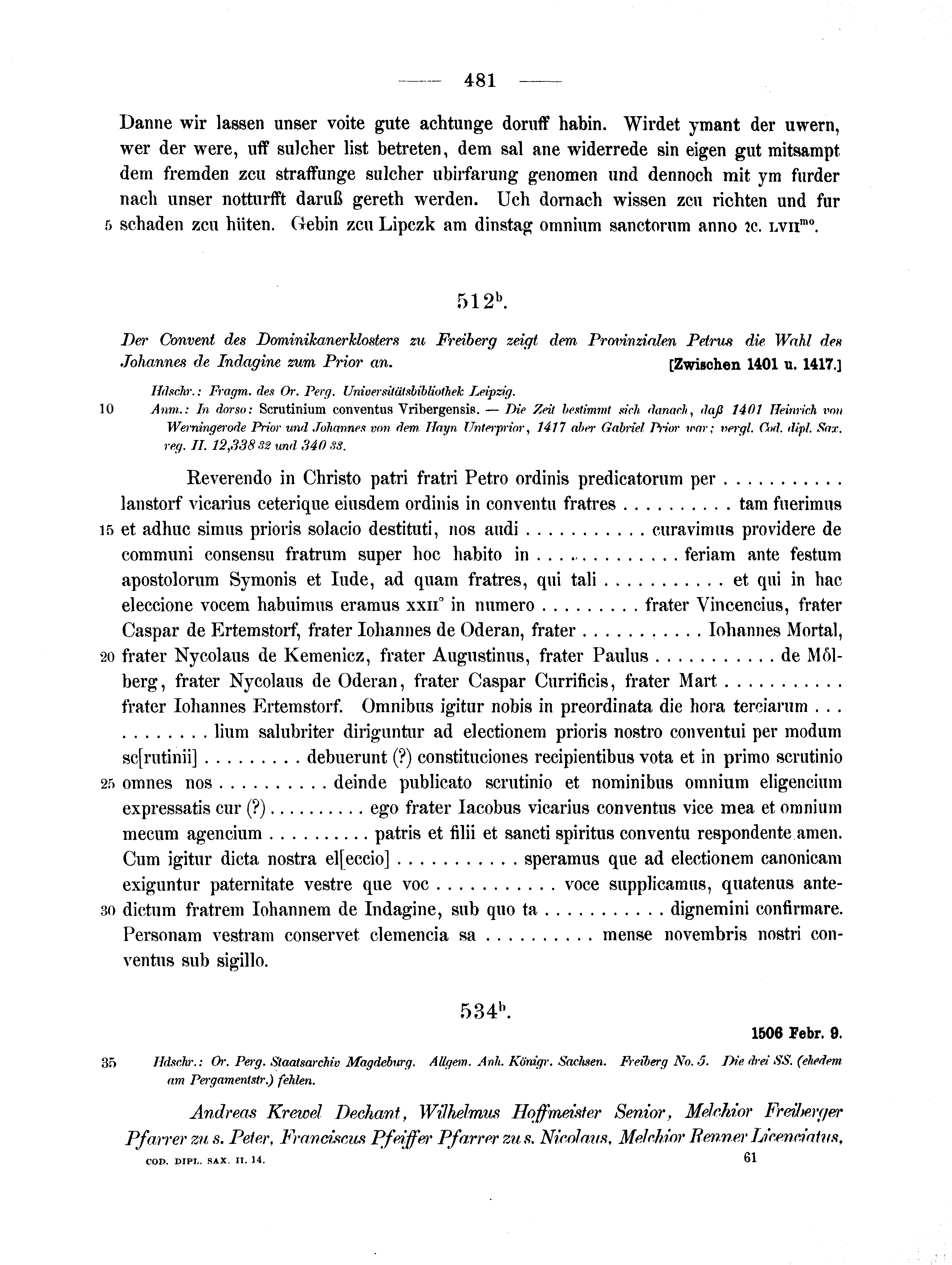 Historische Urkunde Seite 481 aus Band cds2_14