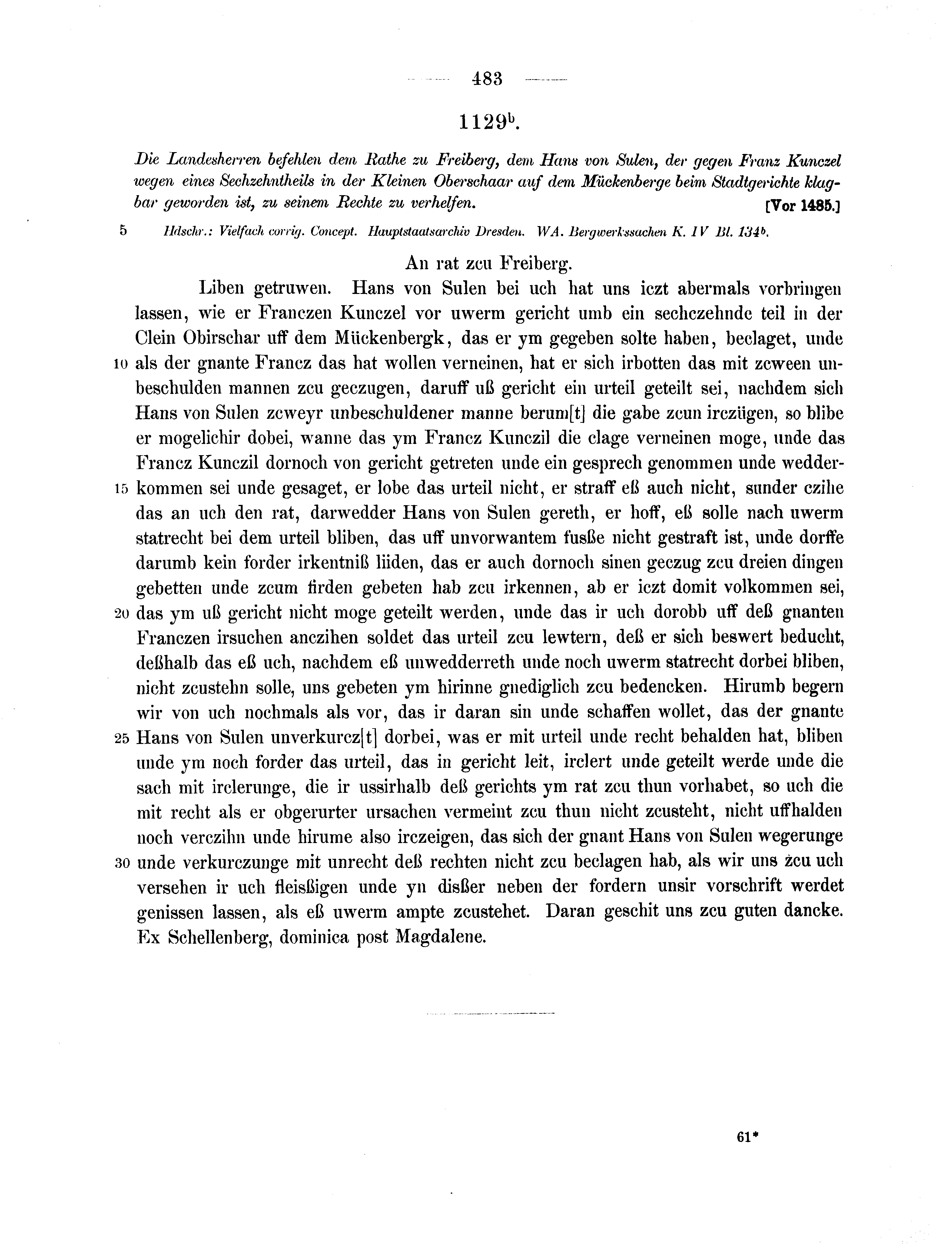 Historische Urkunde Seite 483 aus Band cds2_14