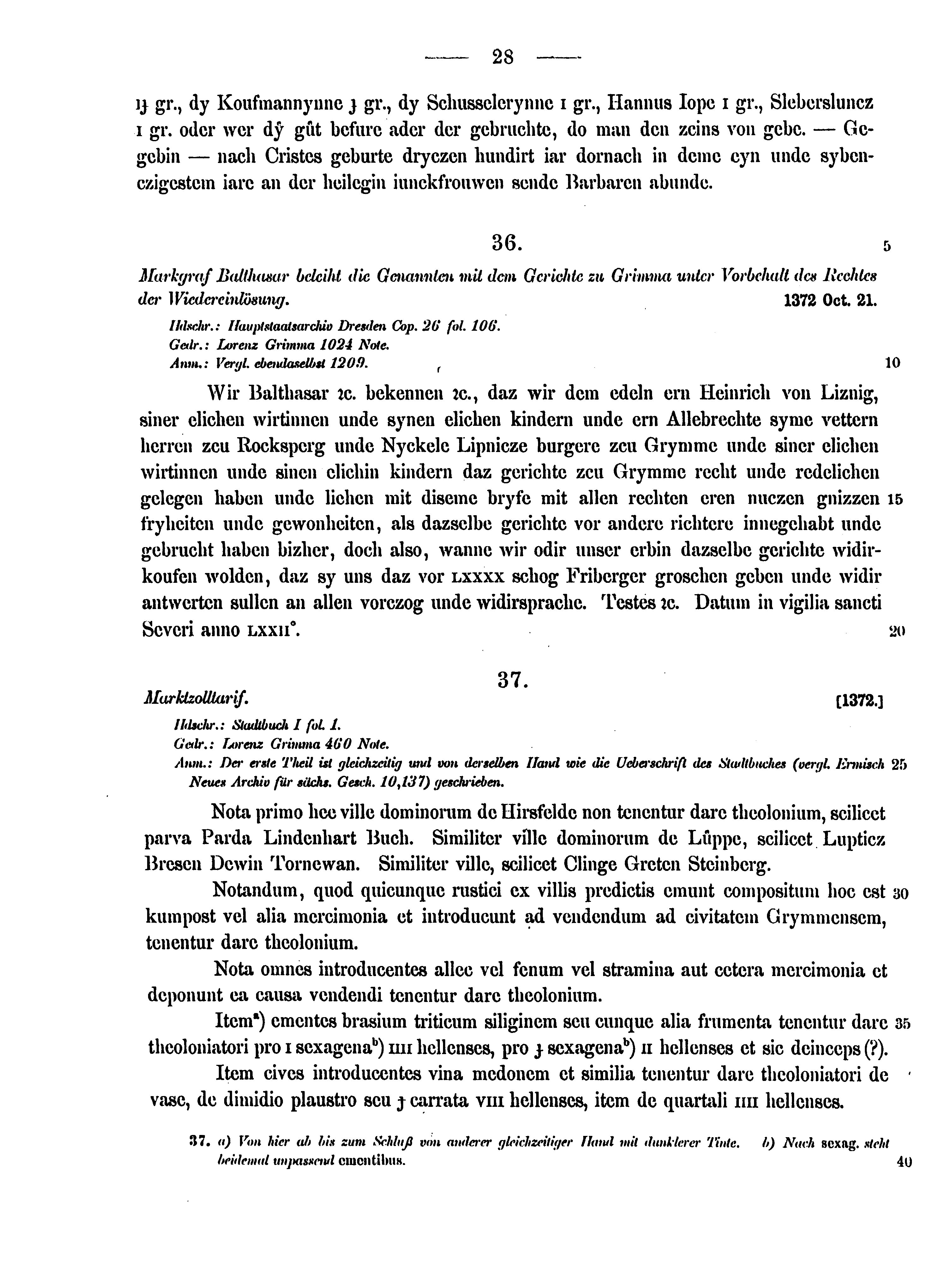 Historische Urkunde Seite 28 aus Band cds2_15