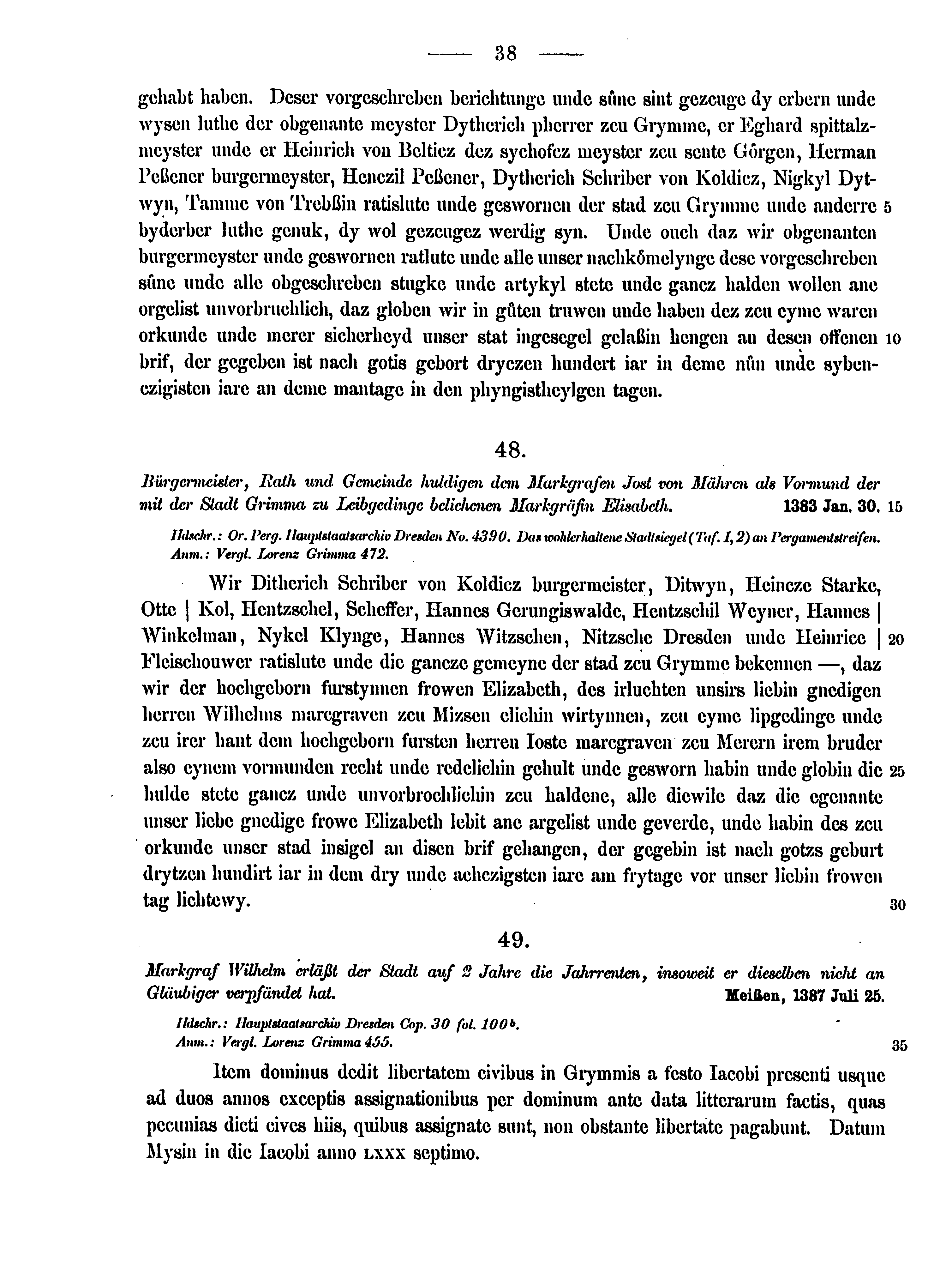 Historische Urkunde Seite 38 aus Band cds2_15