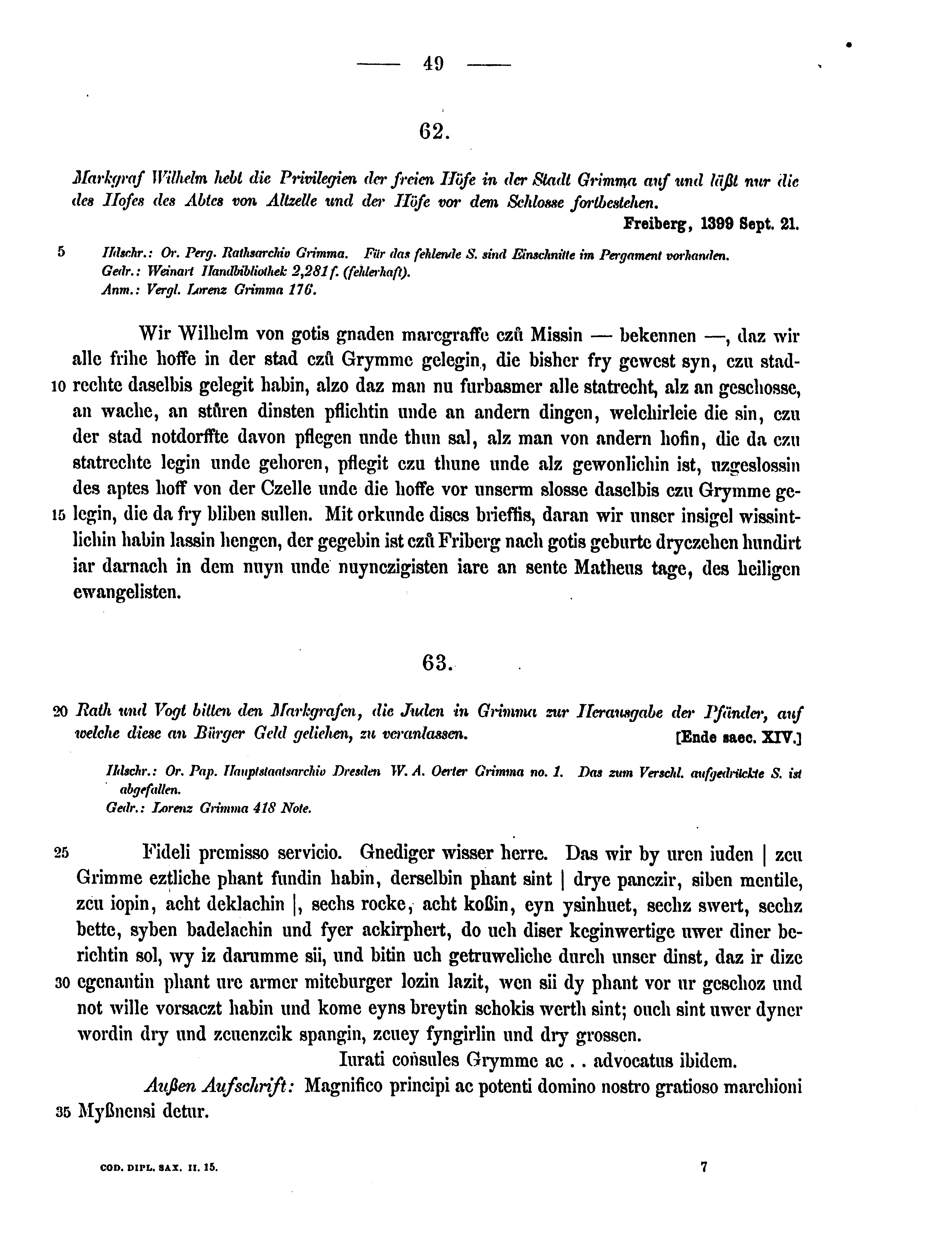 Historische Urkunde Seite 49 aus Band cds2_15