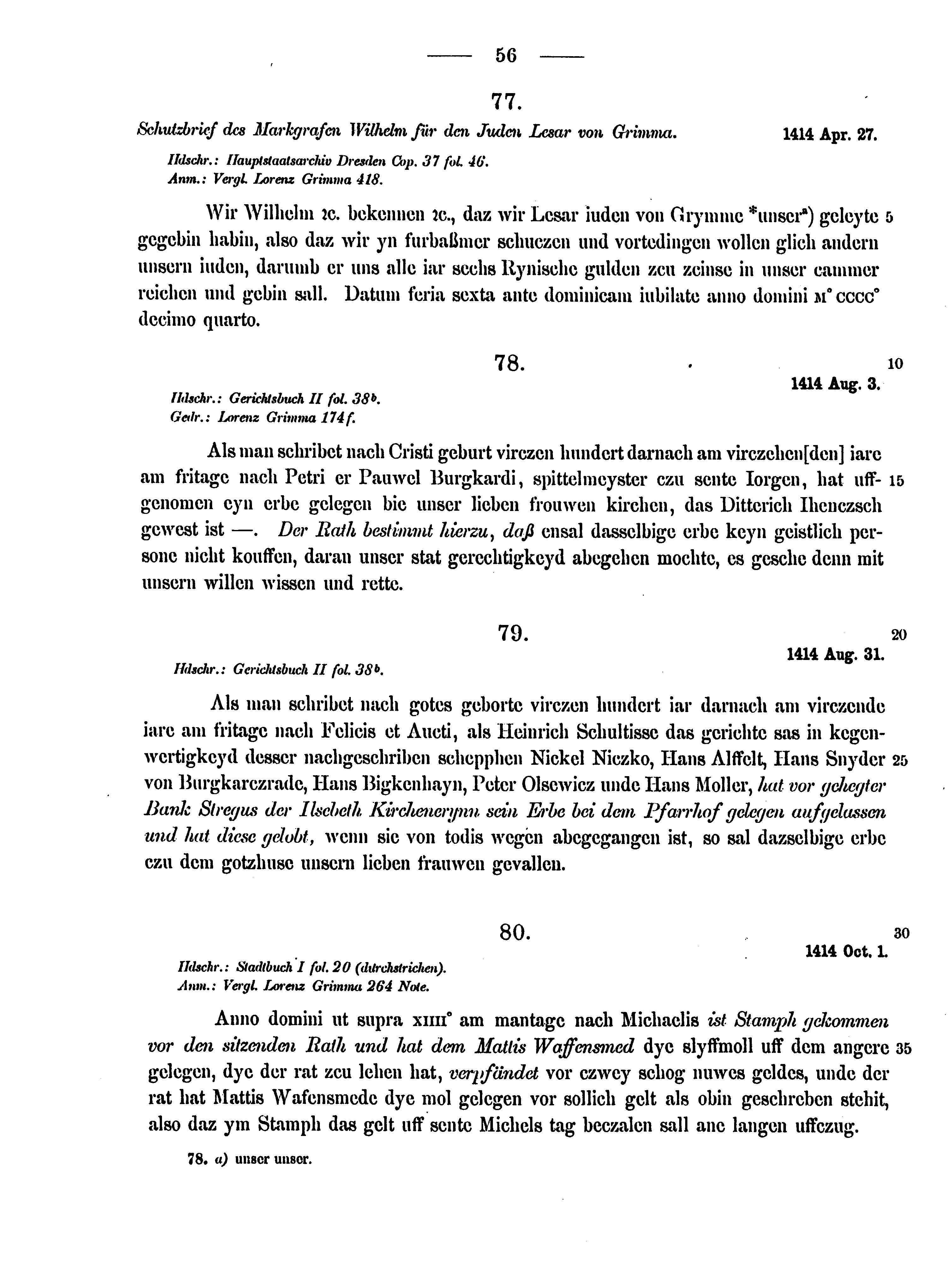 Historische Urkunde Seite 56 aus Band cds2_15